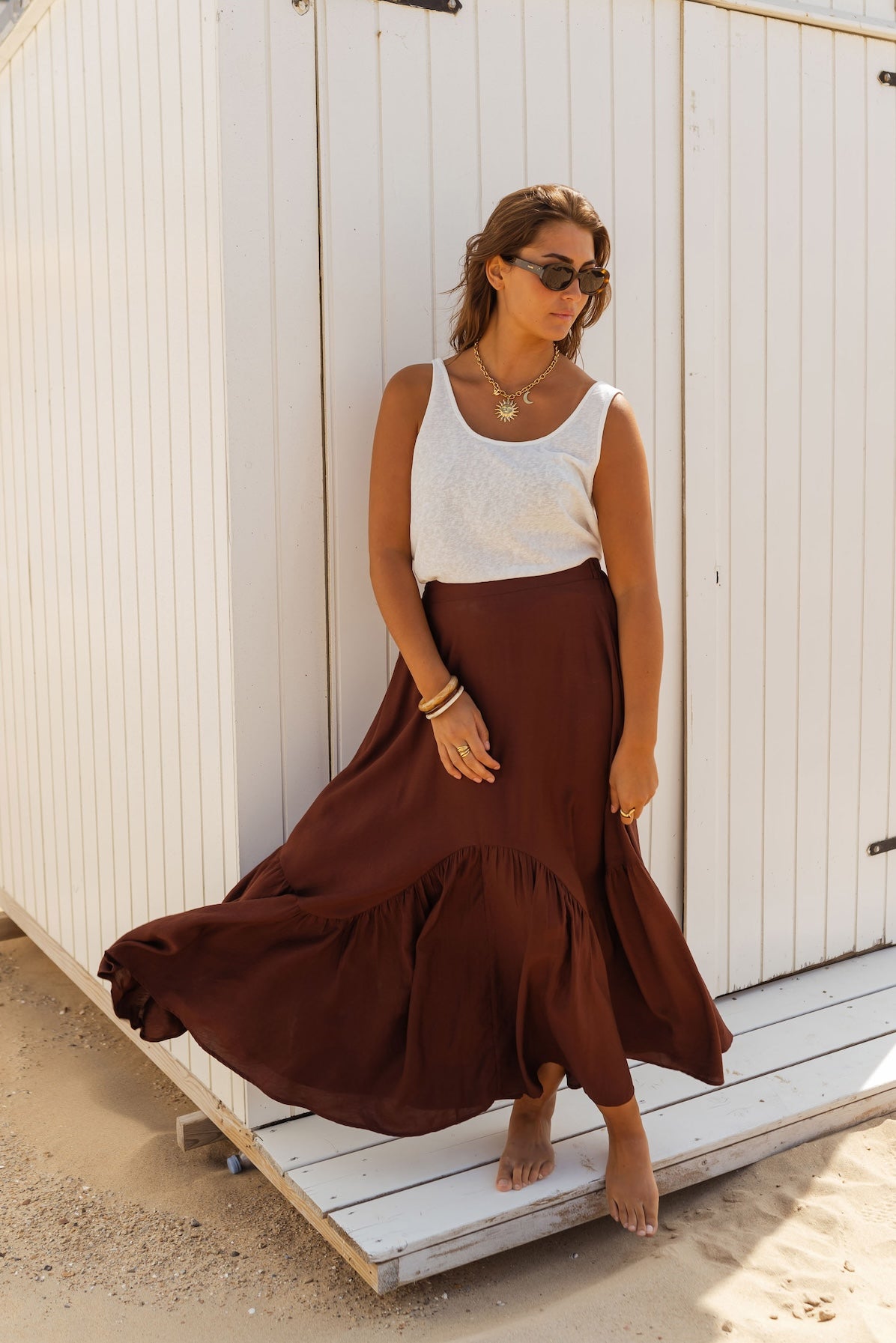 White pleated skirt