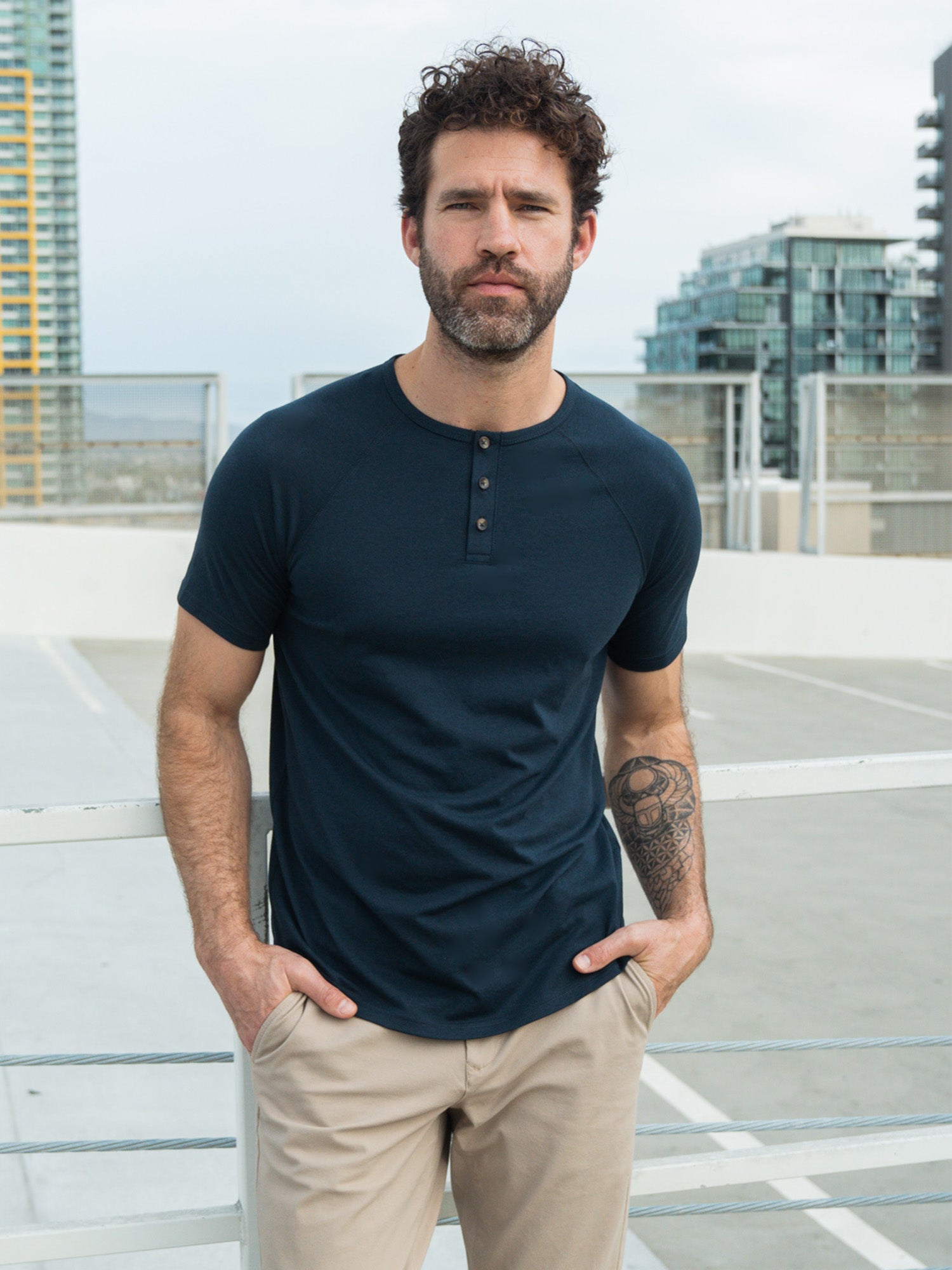  Navy Slim Fit Henley FINAL SALE、mySite、ghnorth