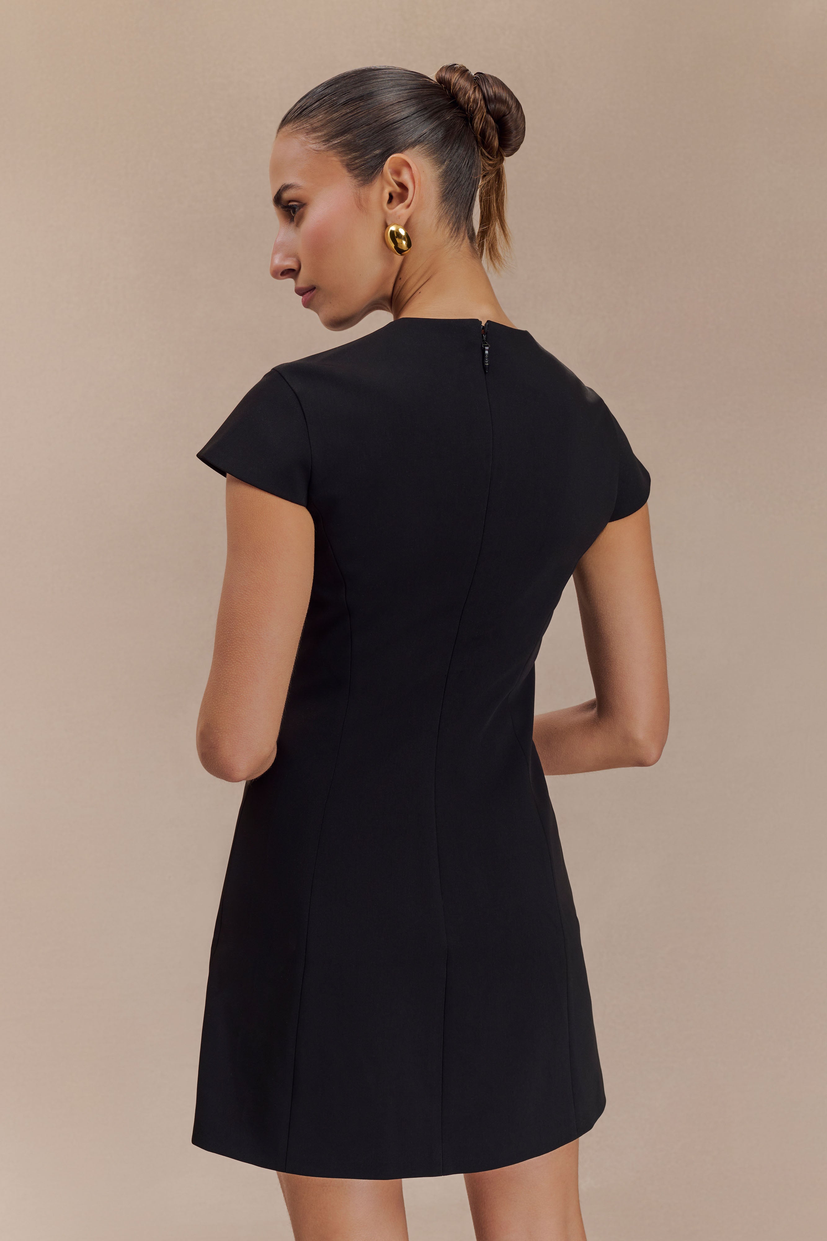 Remi Suiting Mini Dress With Floral Hardware - Black、mySite、solidvoid