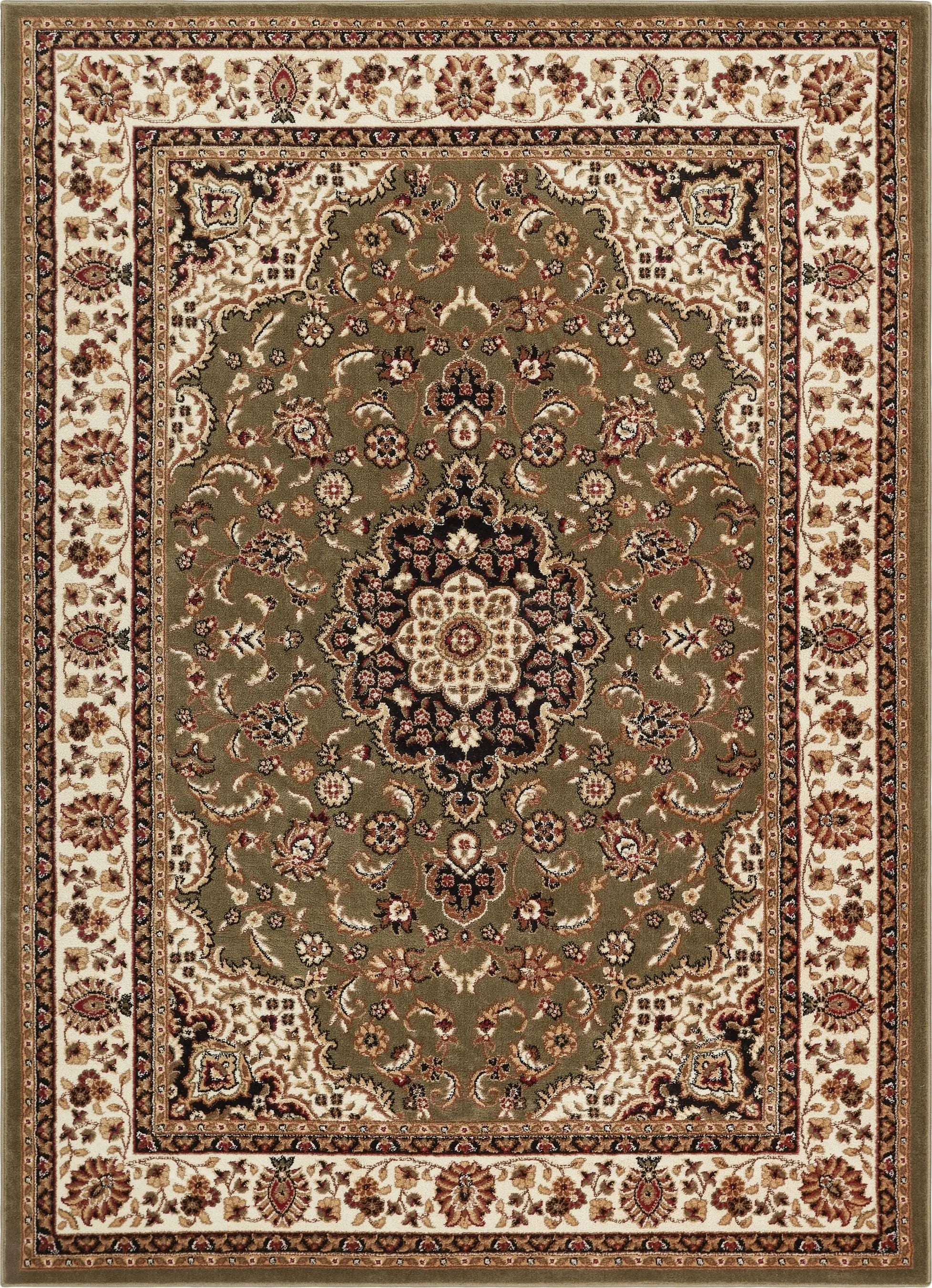 Medallion Kashan Green Traditional Rug、mySite、gigharbornorthrealestate