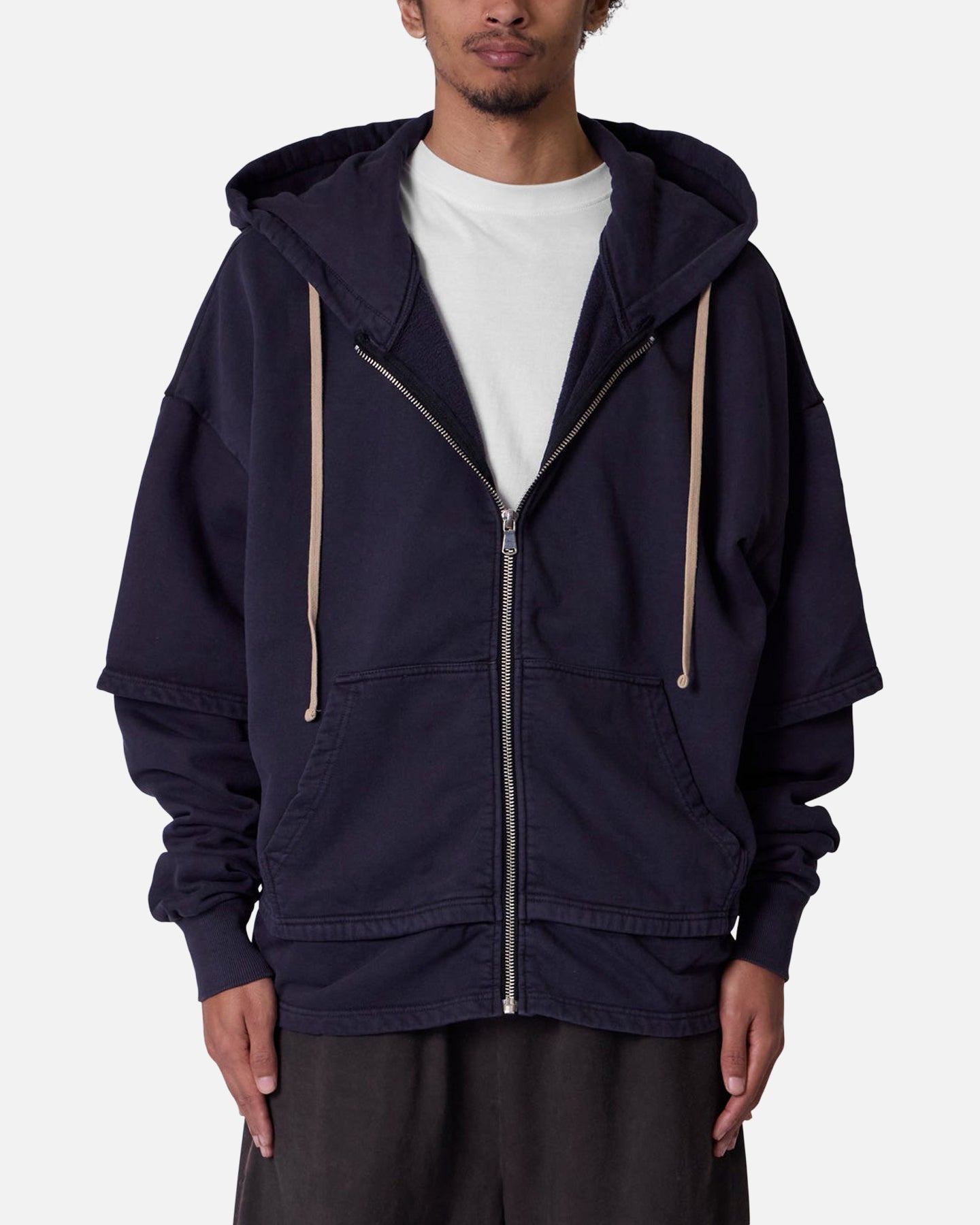 MNML Double Layer Zipper Sweater Washed Black、mySite、zt4zffjzw