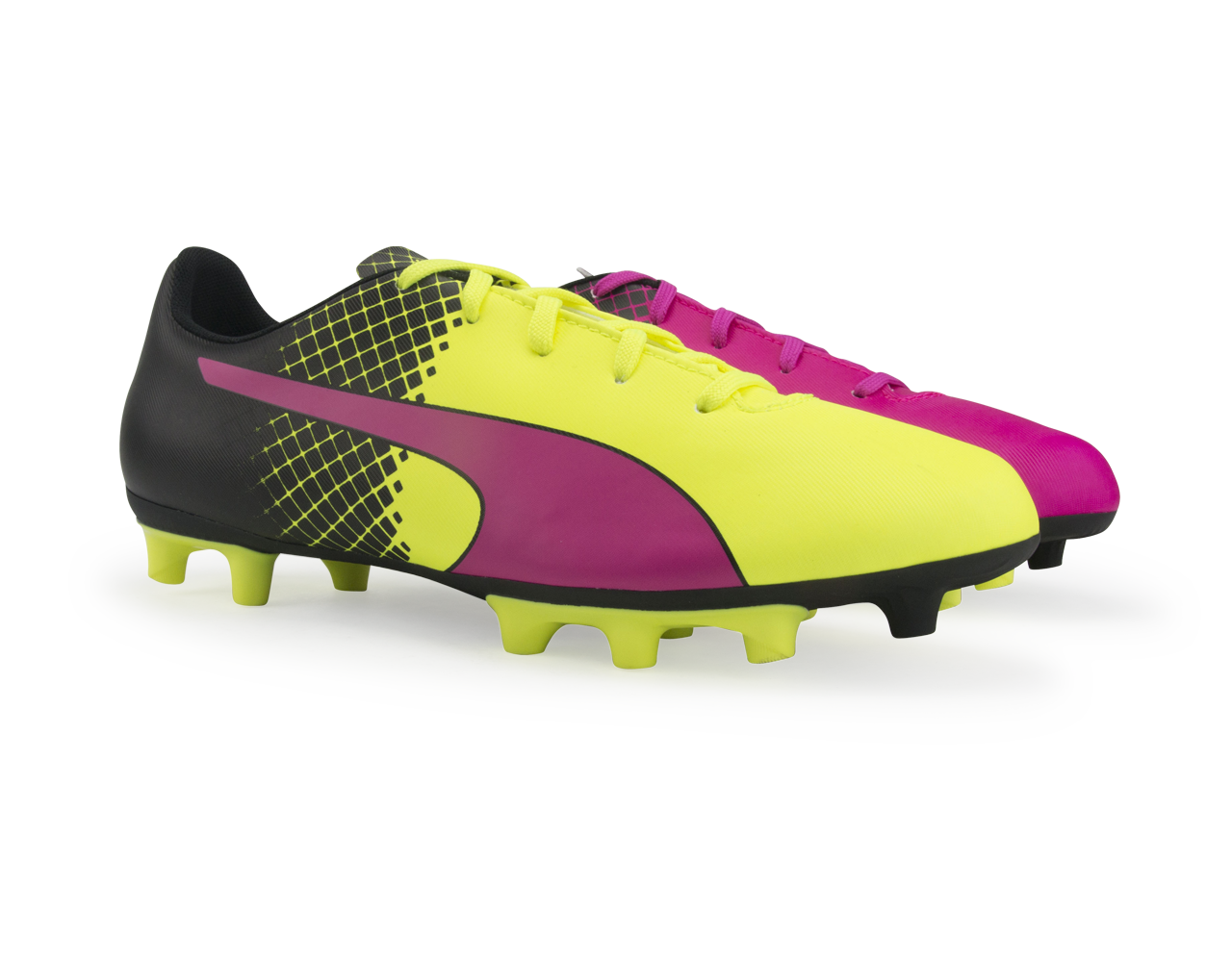 PUMA Kids evoSPEED 5.5 Tricks FG Pink Glow/Safety Yellow/Black、mySite、bottomscart