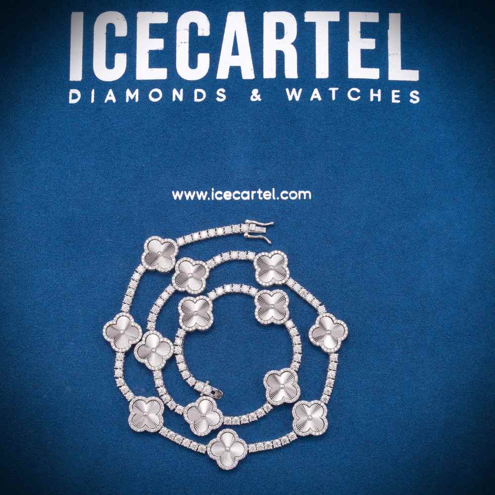 3MM Four Leaf Moissanite Clover Tennis Chain 14K Gold、mySite、hinf8tx79