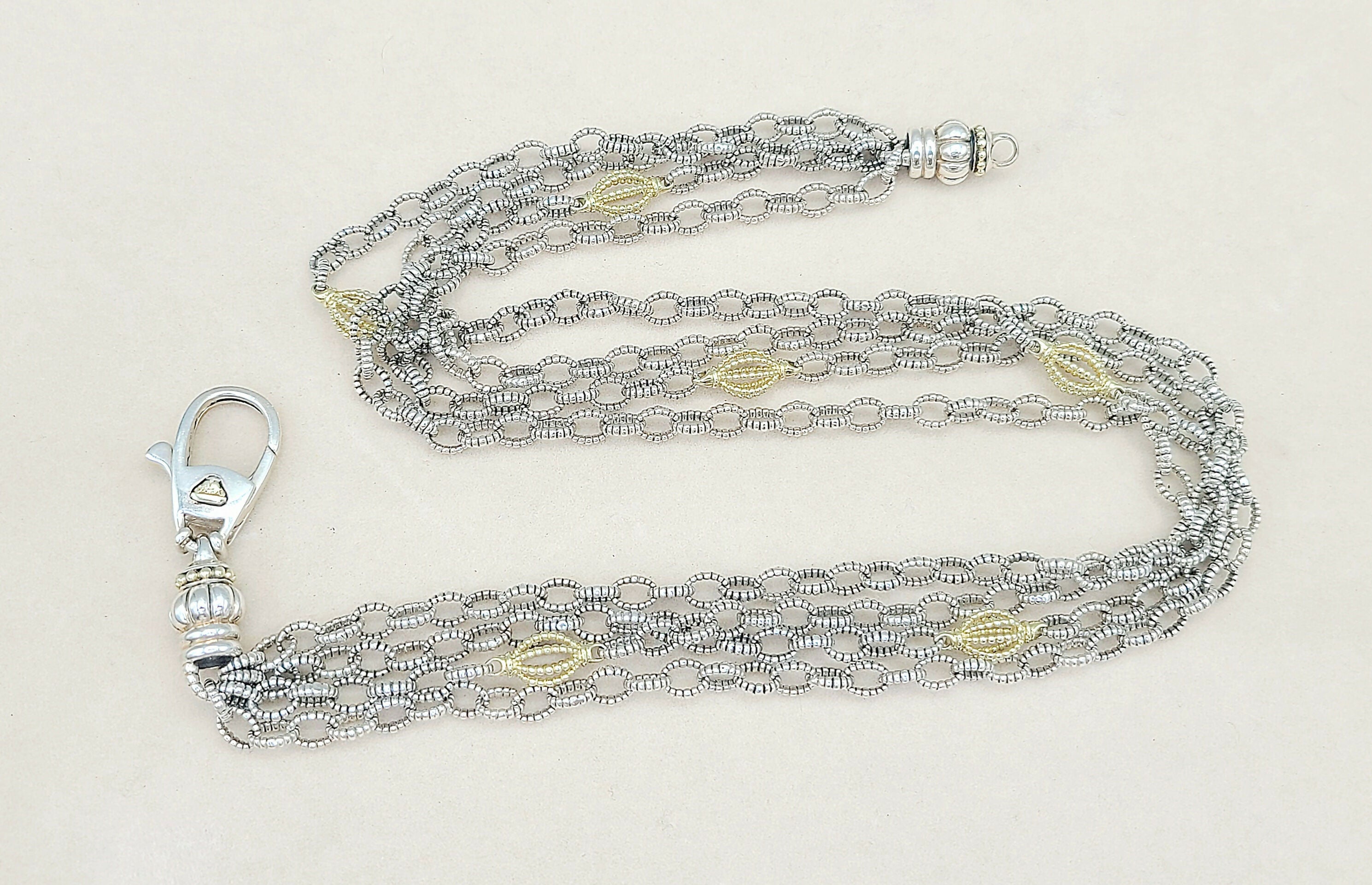 Lagos Caviar Mixed Link Necklace Four Row 18K Gold、mySite、hinf8tx79