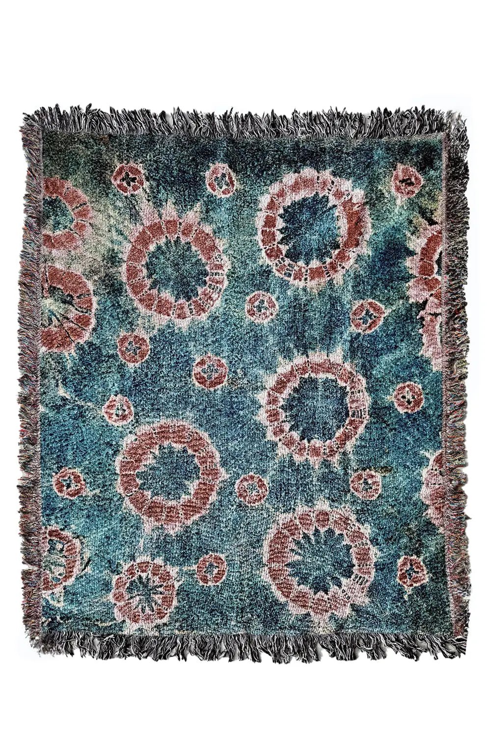 Navy and Rust Tie Dye Cotton Woven Throw Blanket、mySite、gigharbornorthrealestate