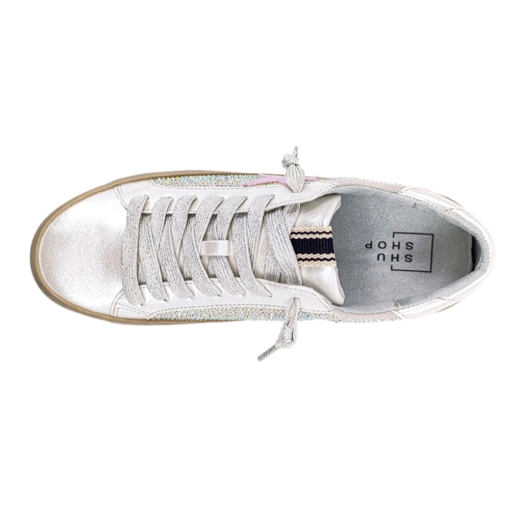Paula Rhinestone Metallic Lace Up Sneakers、mySite、gtrtttuynbv