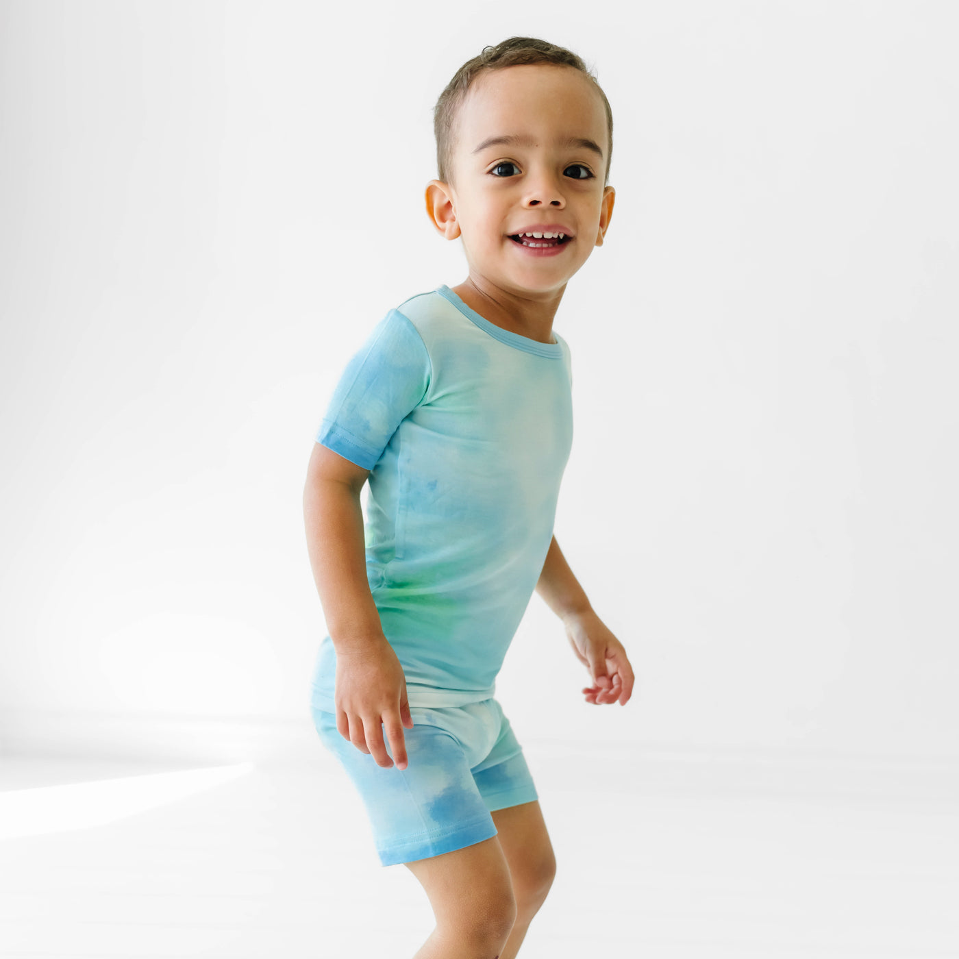Tidepool Watercolor Two-Piece Short Sleeve & Shorts Pajama Set、mySite、g9winljtr