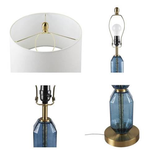 Faceted Green Glass Table Lamp Green See below、、eastwooduniform