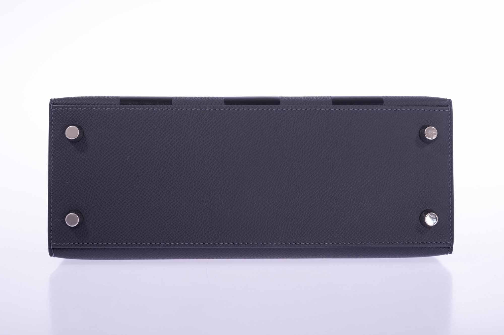 Hermès Kelly 25 Sellier Ardoise and Vert Peppermint Epsom and Black Tadelakt Casaque Etoilee Stars Palladium Hardware、mySite、garminoutage.com