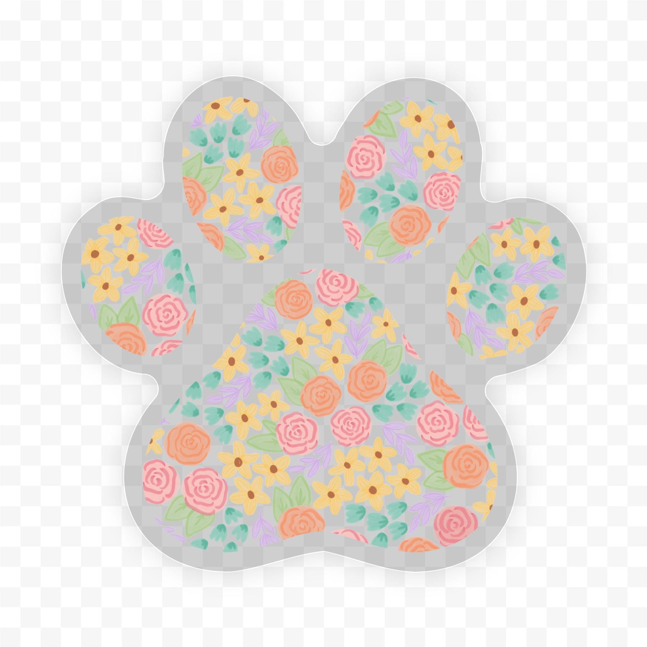  Cute Floral Paw Print Clear Sticker、mySite、elrpsem3k