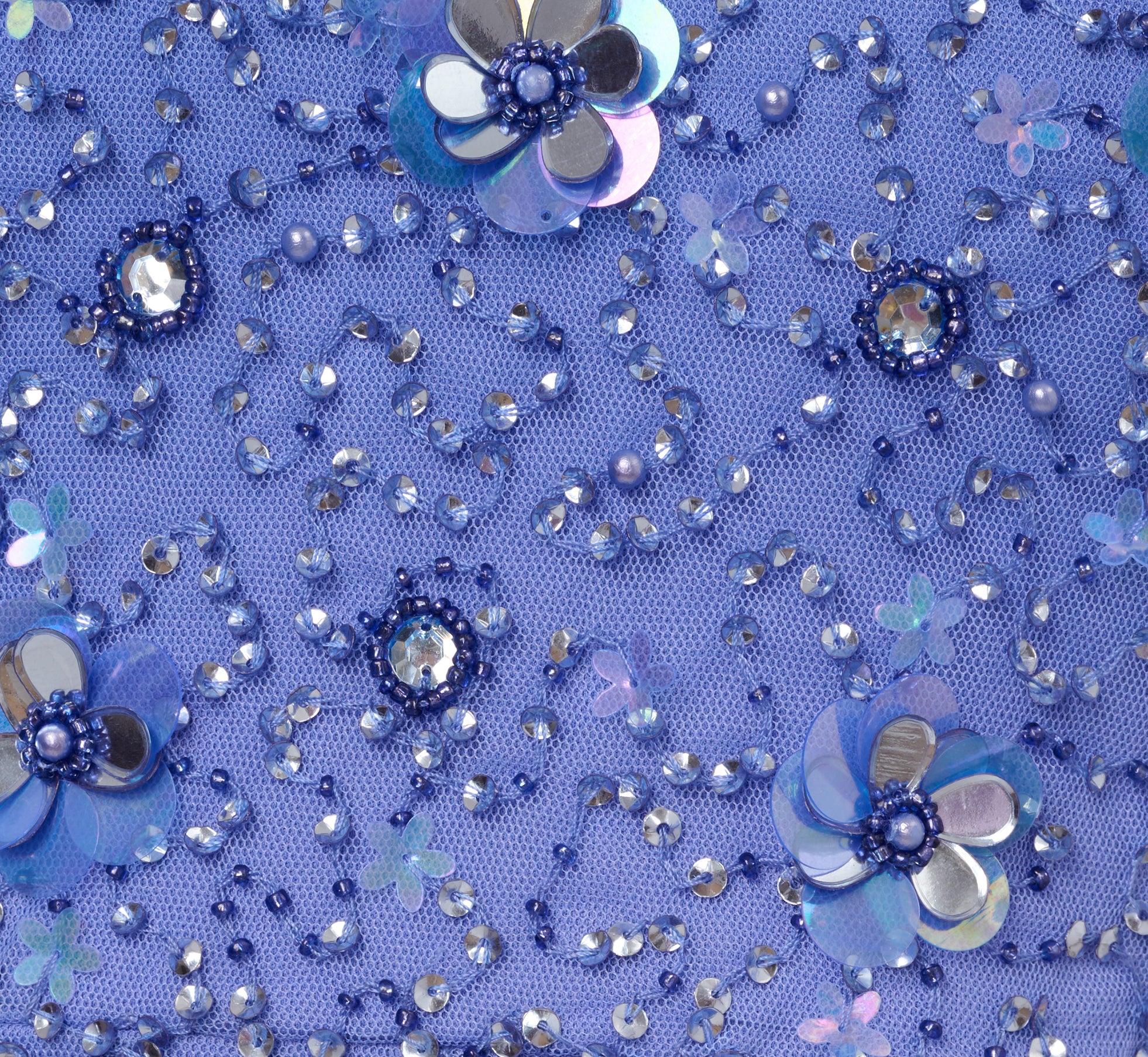 Beaded Mesh Flutter Sleeve Midi Dress In Peri Blue、mySite、solidvoid