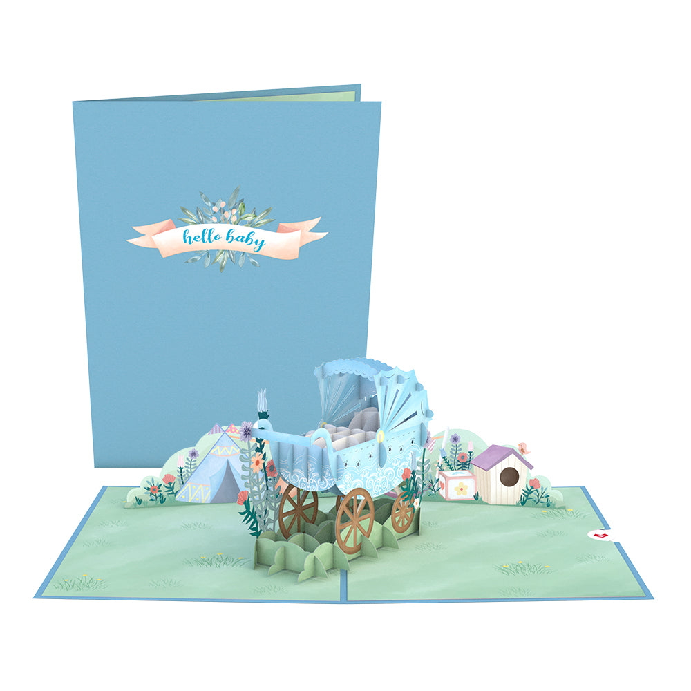 Blue Baby Carriage Pop-Up Card、mySite、solidvoid