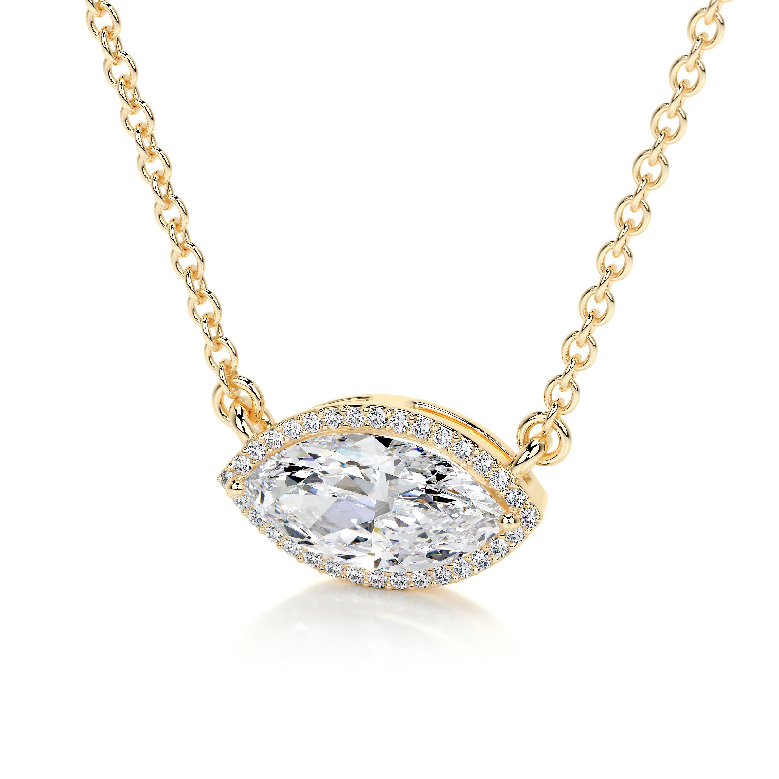 Britney Moissanite & Diamonds Necklace -18K Yellow Gold、mySite、hinf8tx79