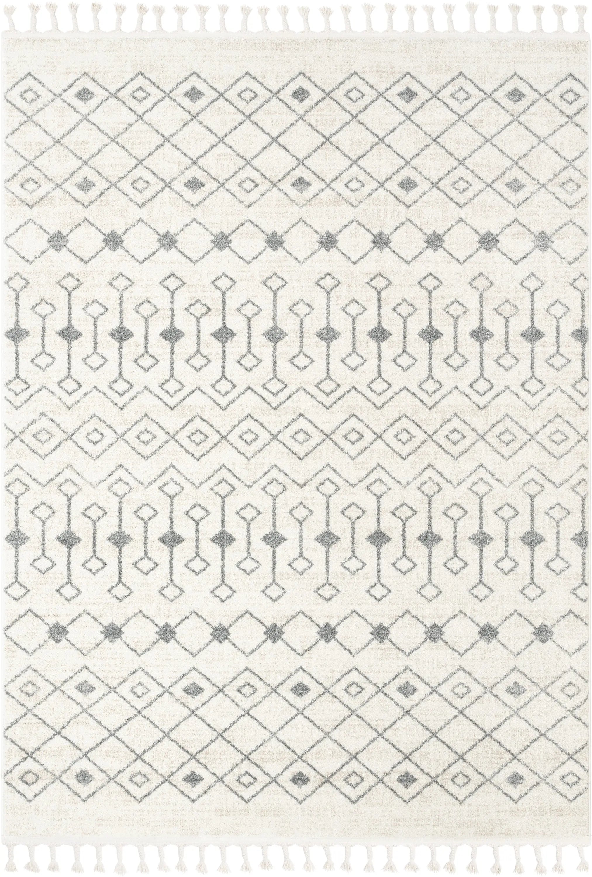 Transistora Nordic Tribal Trellis Pattern Ivory Grey Rug、mySite、gigharbornorthrealestate