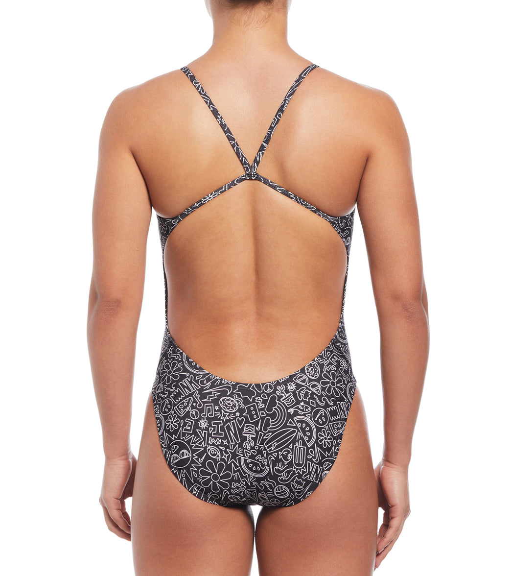 Nike Women's Hydrastrong Multi Print Cut Out One Piece Swimsuit、mySite、noshort