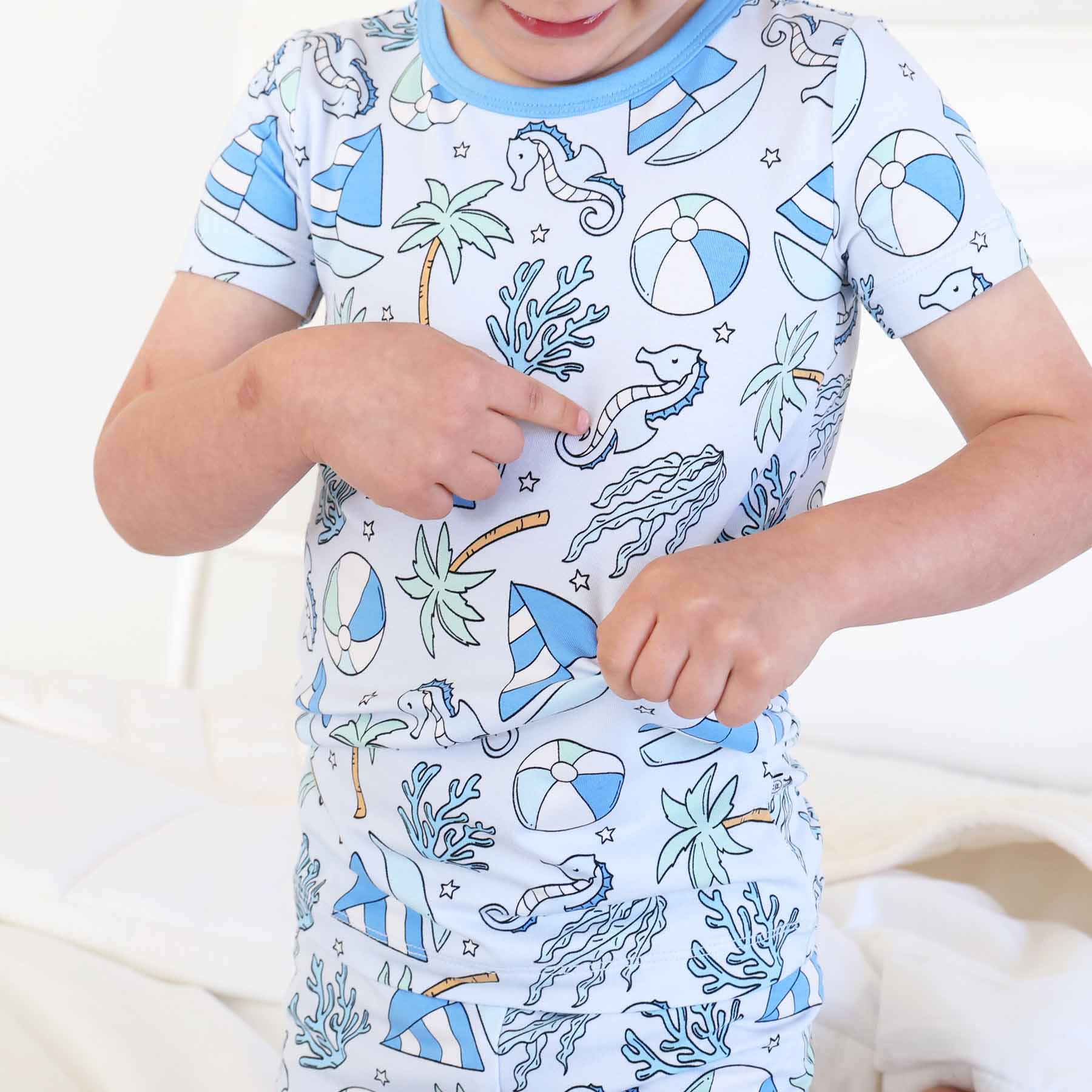  Two Piece Short Pajama Set | Tiny Tides Blue、mySite、layawaytickets