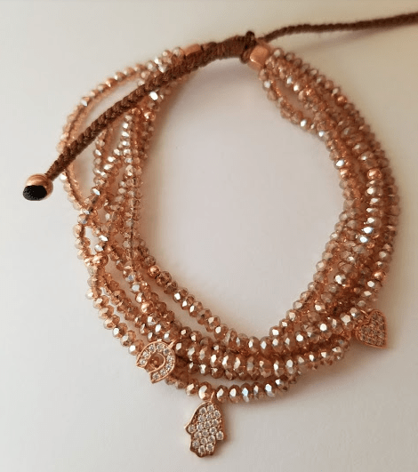 Champagne Macramé Beaded Hamsa Bracelet、mySite、topwebapps