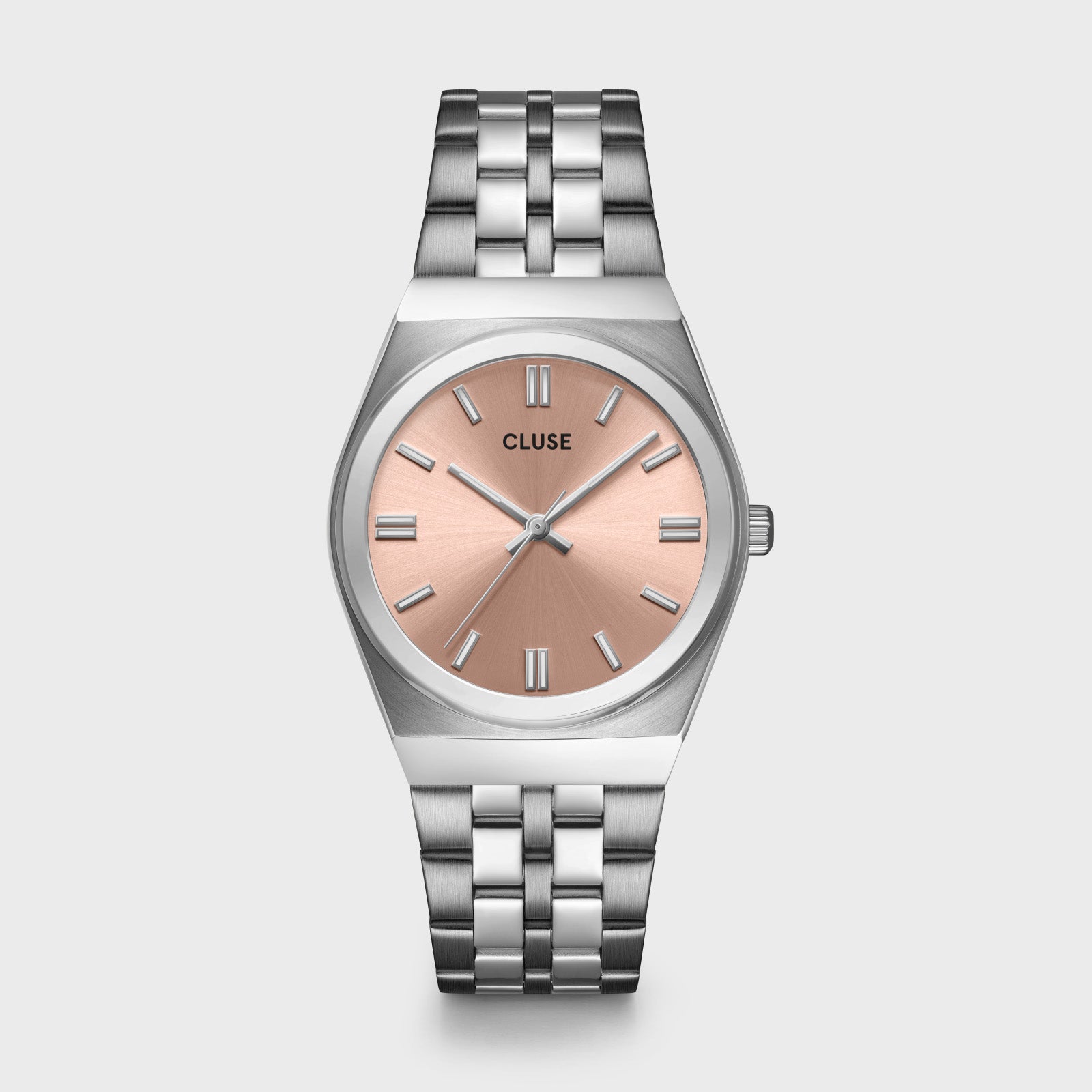 Retro 70's Watch Steel, Light Salmon, Silver Colour