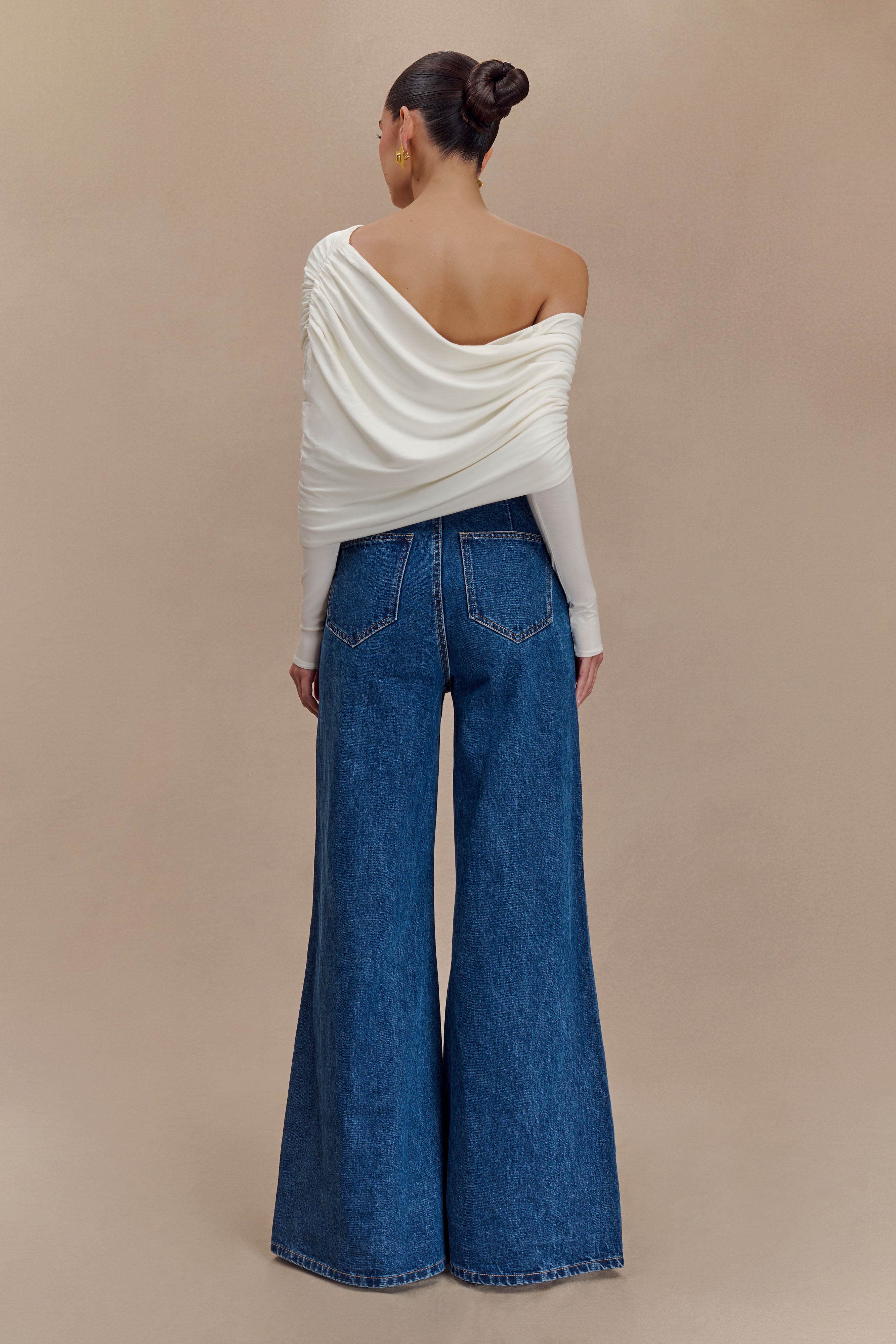 Corinna Modal One Shoulder Top - Ivory、mySite、solidvoid