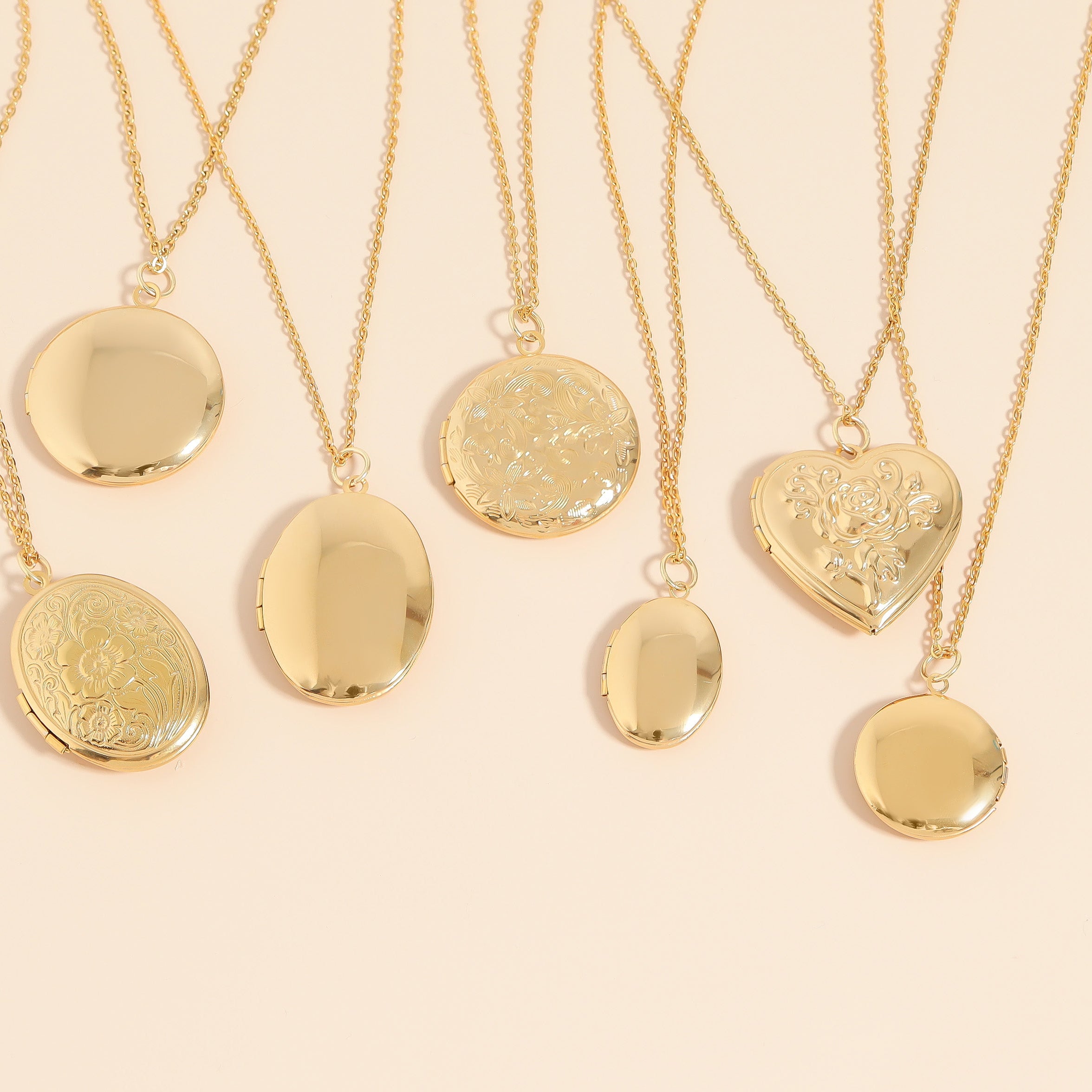 18K Gold PVD Stainless Steel Round Floral textured Locket / PDL0240、mySite、dreamappss