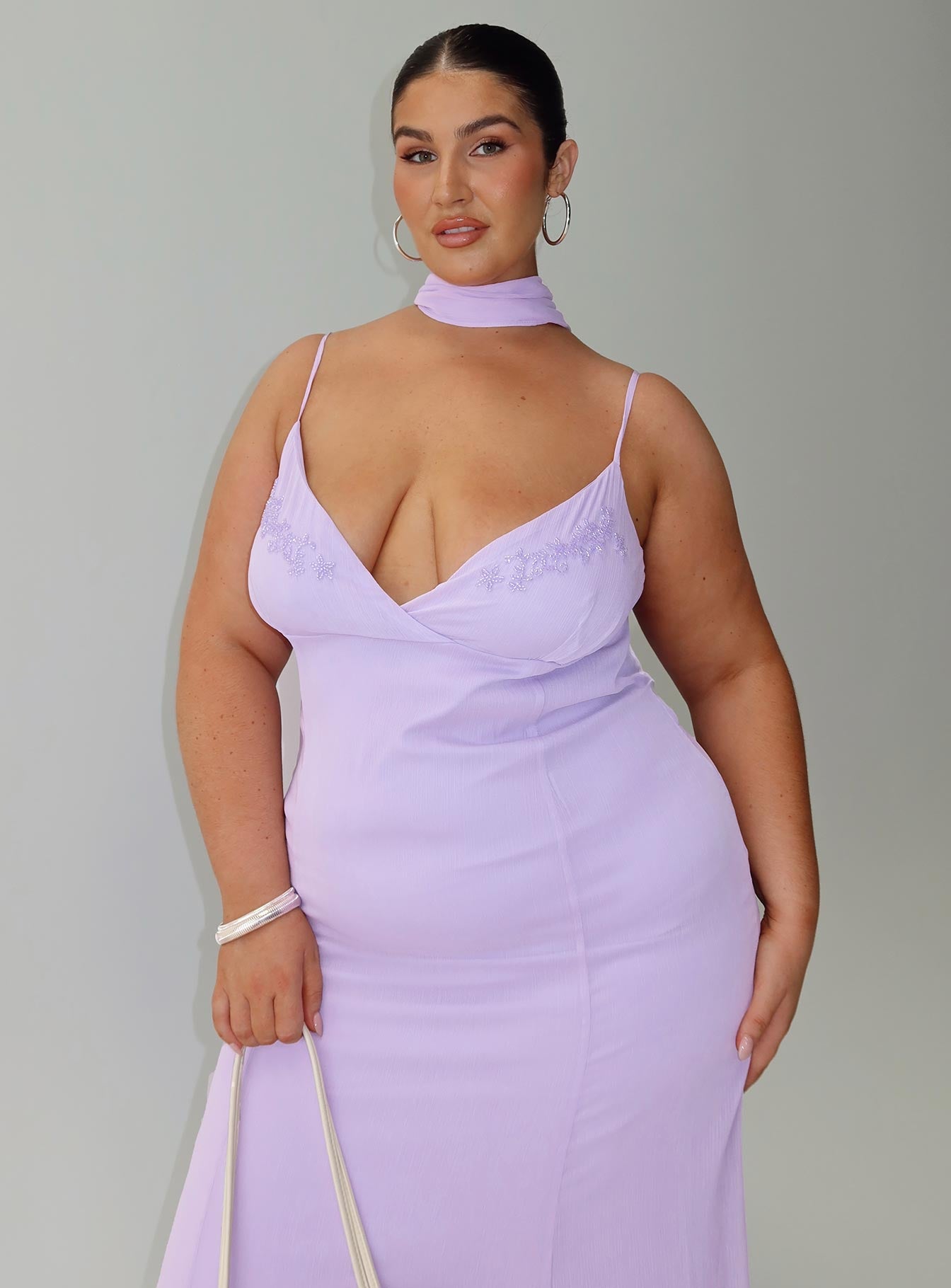 Jadira Scarf Maxi Dress Purple Curve、mySite、solidvoid