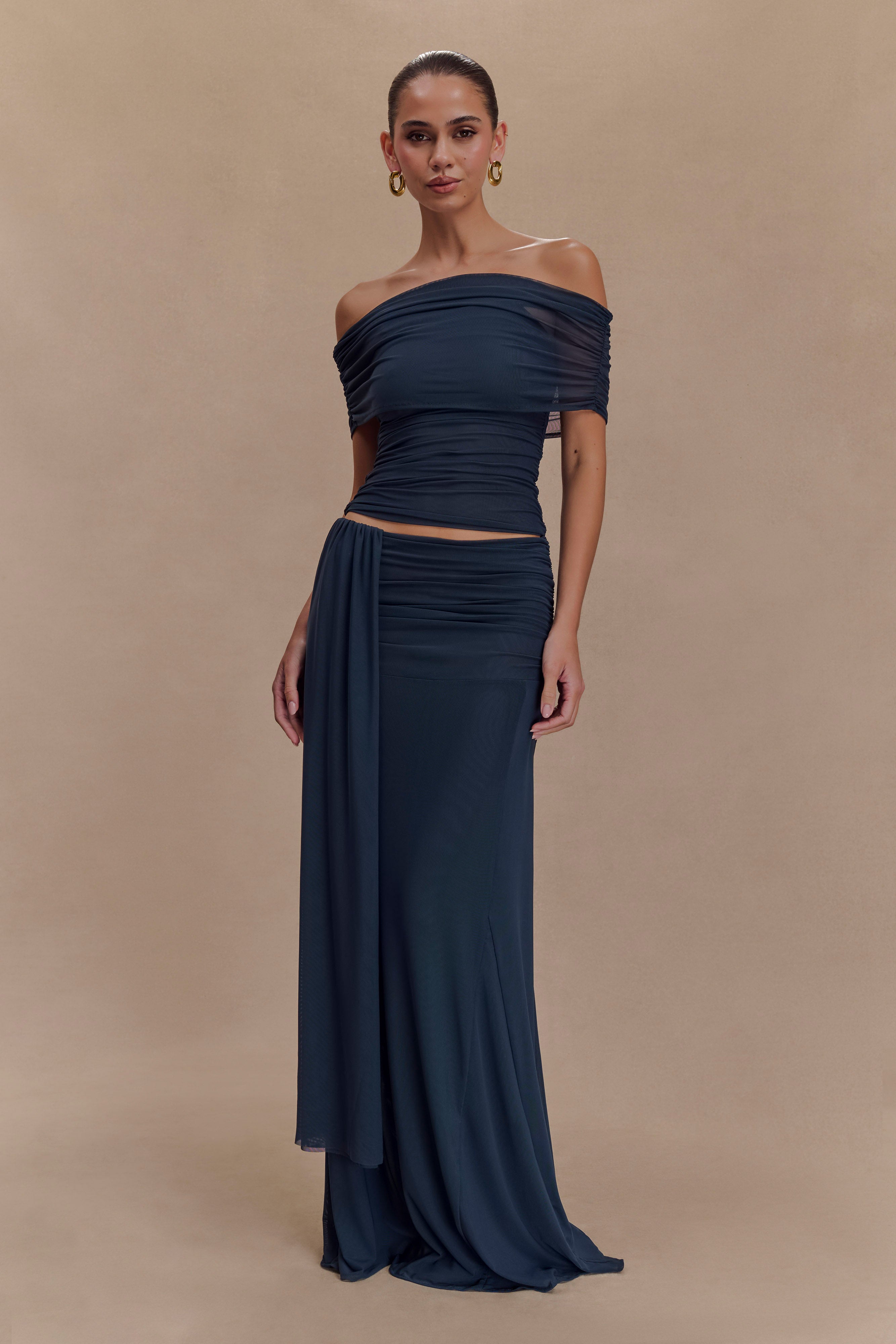Arna Mesh Maxi Skirt - Midnight Blue、mySite、solidvoid