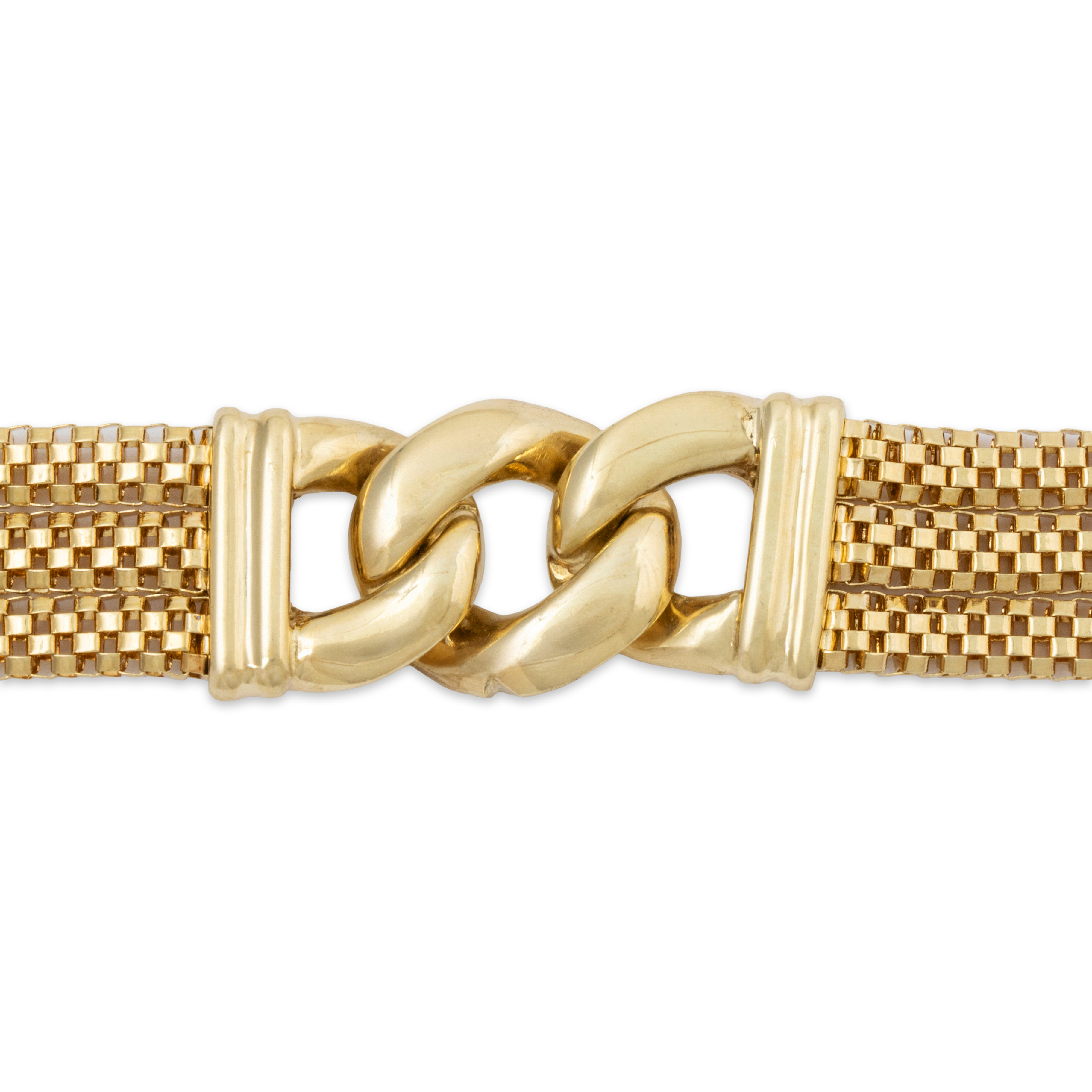 Vintage Heavy 14k Yellow Gold Unusual Curb Chain Mesh Bracelet 6.75、mySite、hinf8tx79