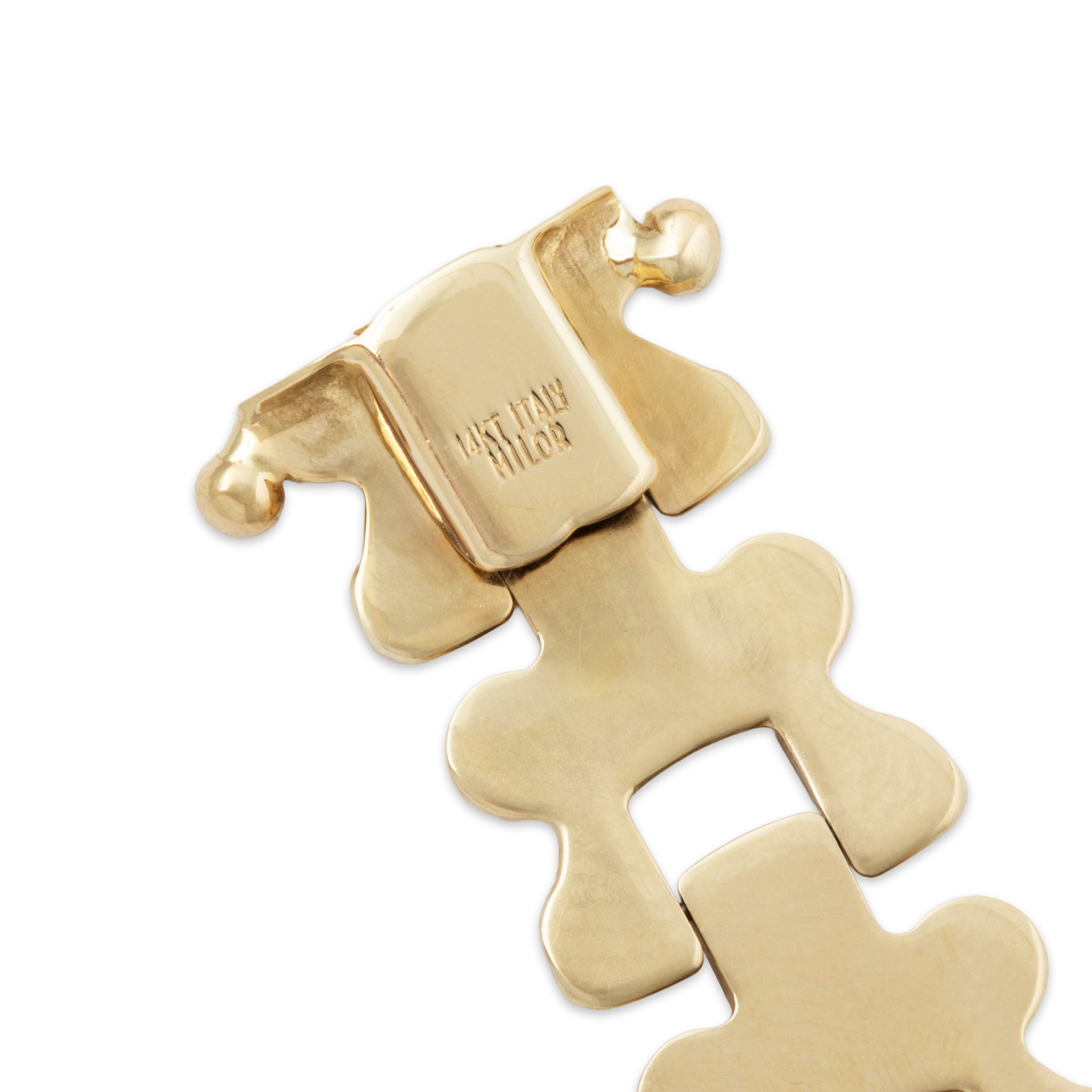 Vintage Italian 14k Yellow Gold Textured Link Bracelet 6.75、mySite、hinf8tx79