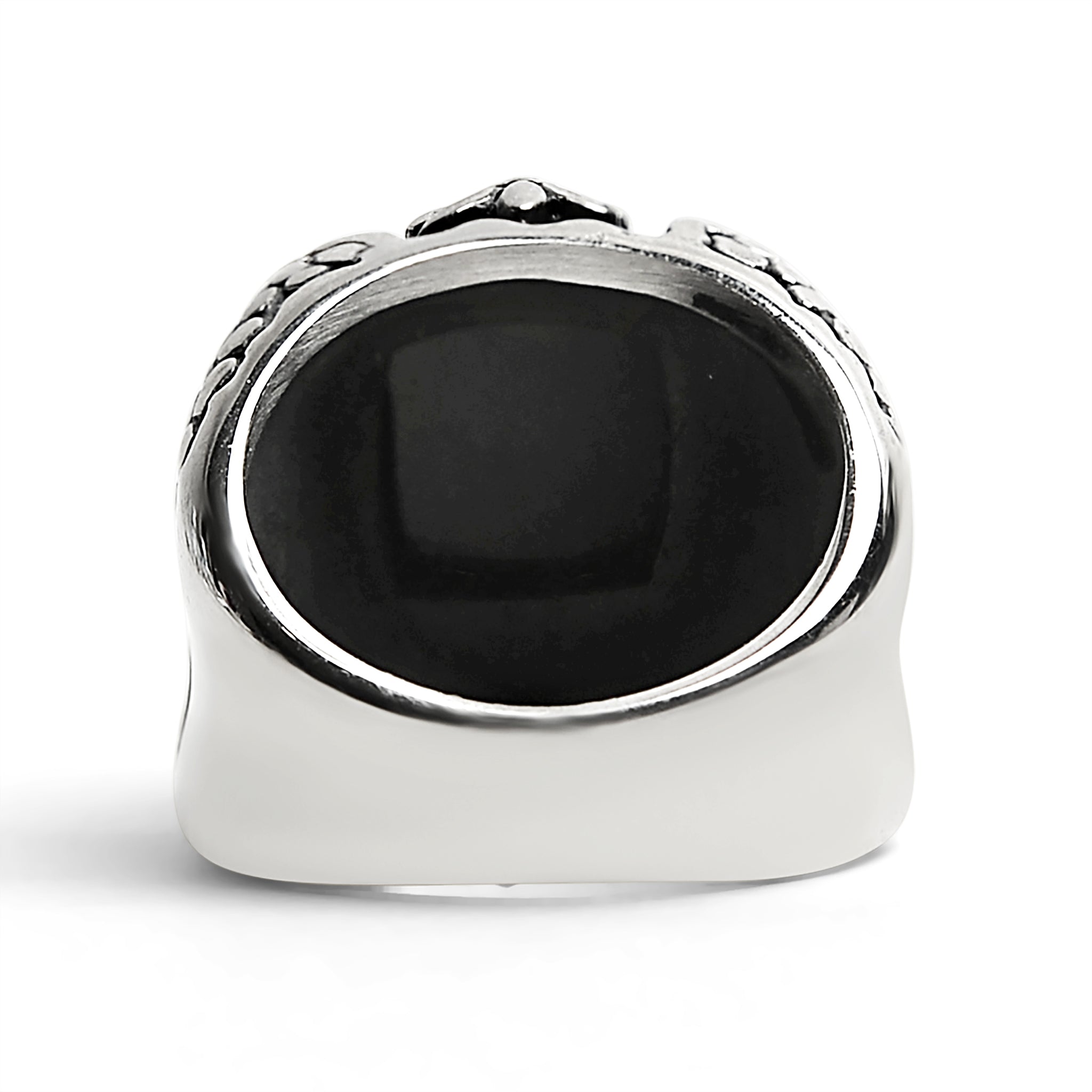 Detailed Black CZ Fleur De Lis Stone Stainless Steel Ring / SCR4021、mySite、dreamappss