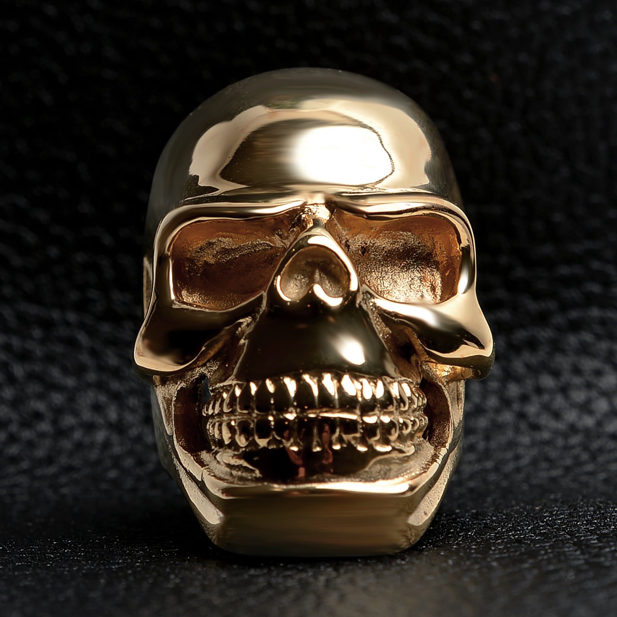 Detailed 18K Gold PVD Coated Grinning Skull Stainless Steel Ring / SCR4110、mySite、dreamappss