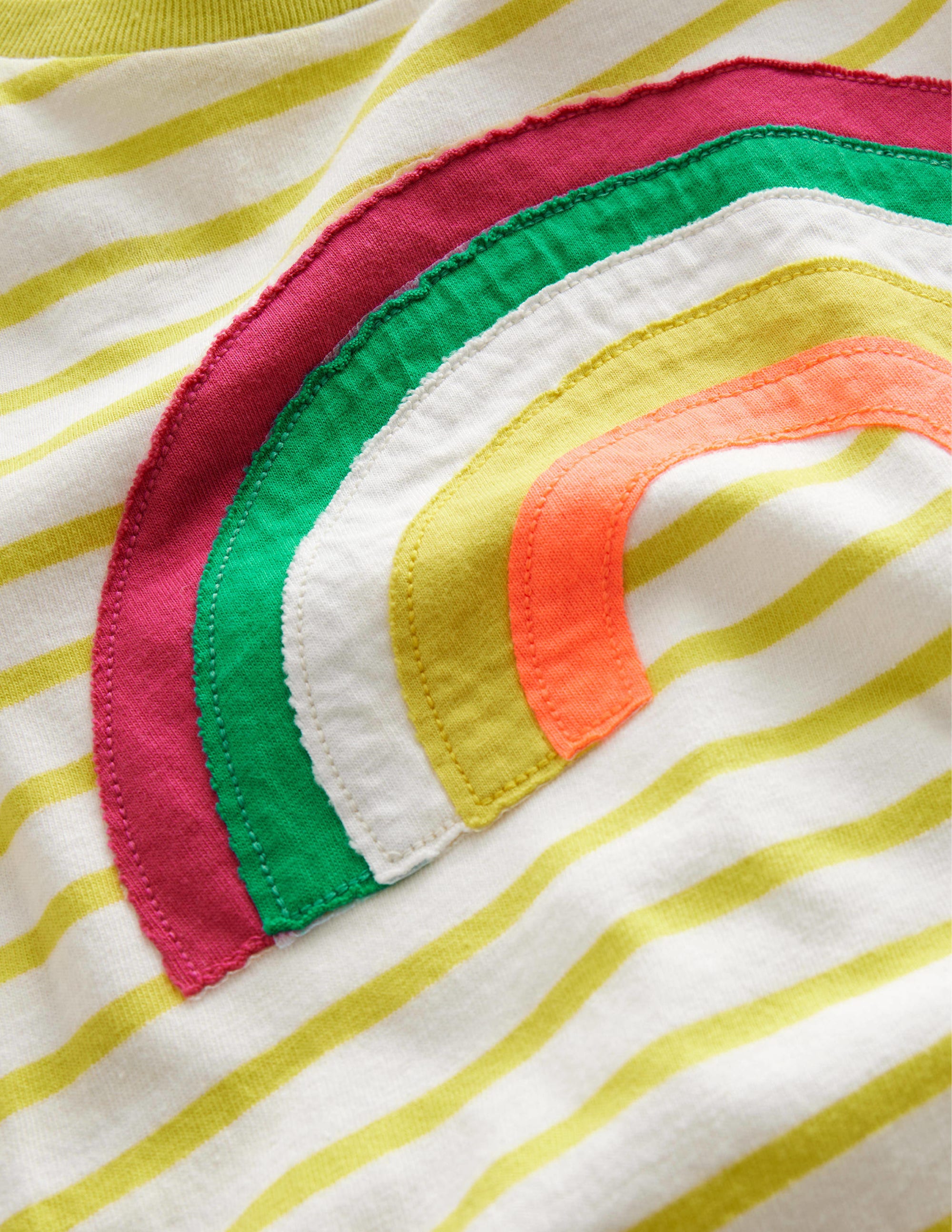  Appliqué Rainbow T-shirt-Gooseberry Yellow/Ivory、mySite、ashleygrahame