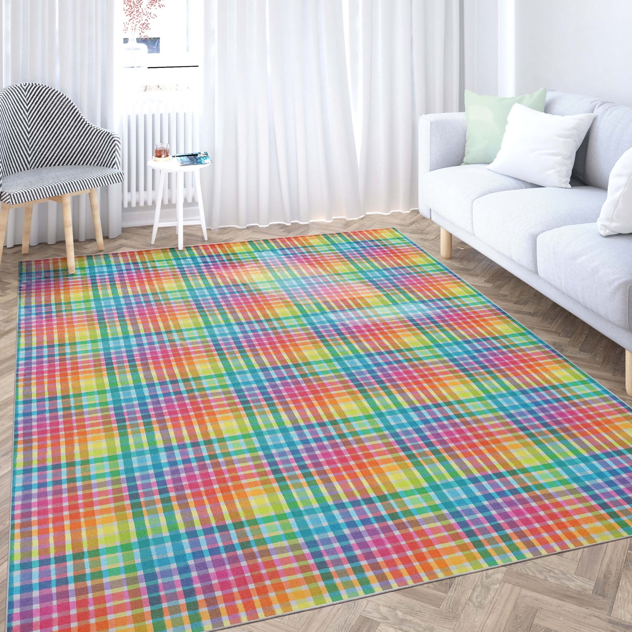 Crayola Plaid Area Rug By Well Woven、mySite、gigharbornorthrealestate