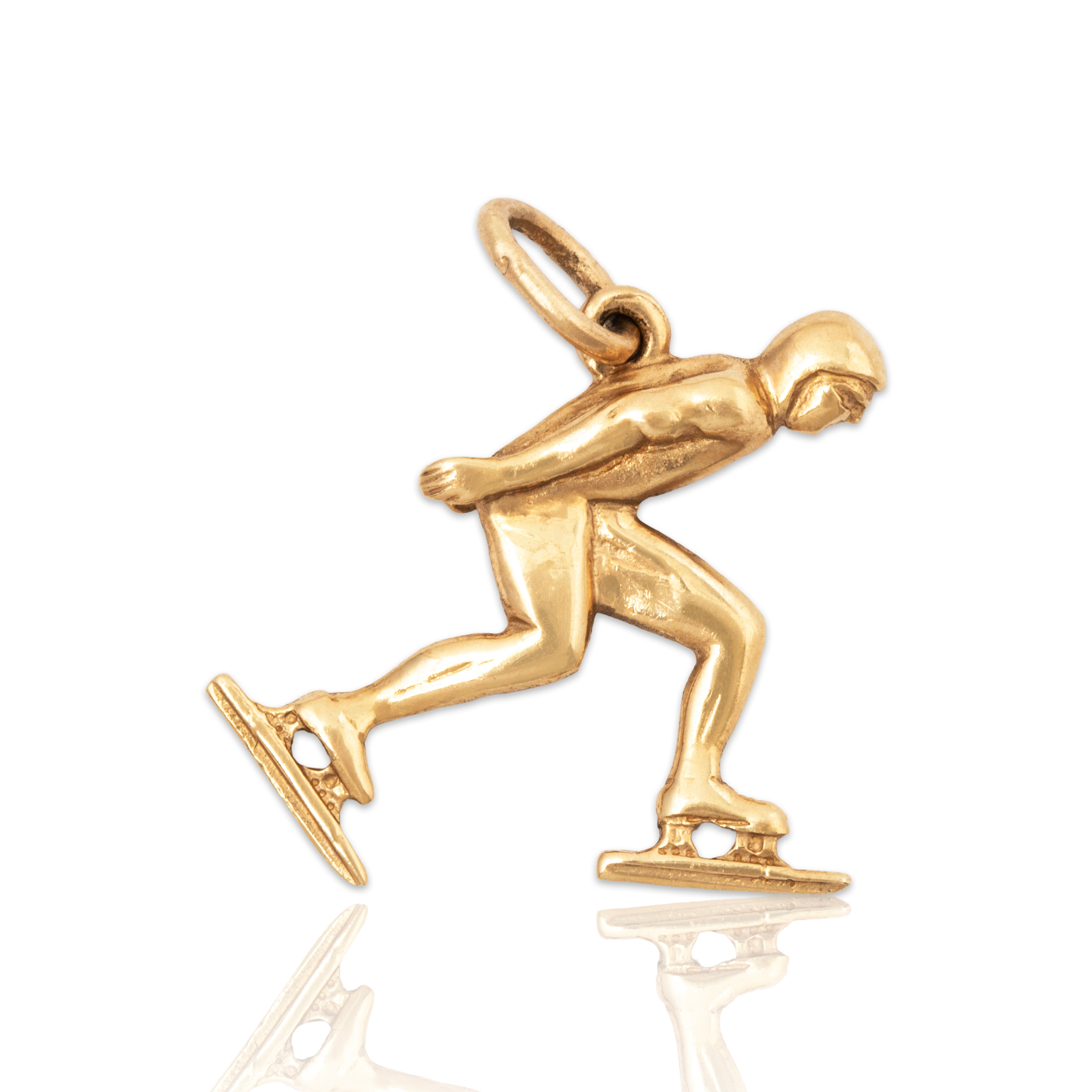 Vintage 10k Yellow Gold Speed Skater Charm / Pendant、mySite、hinf8tx79