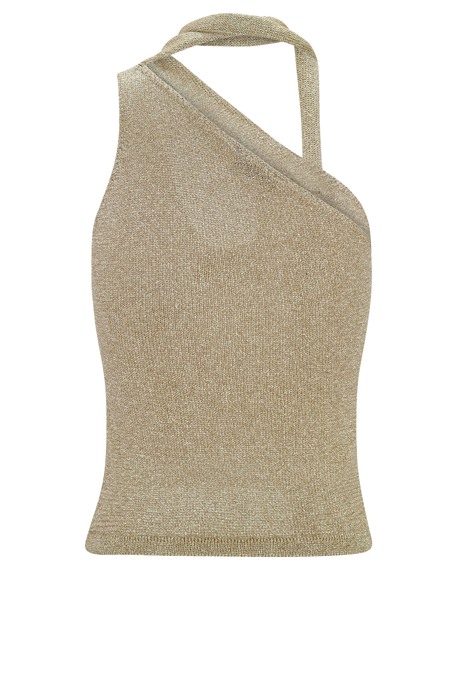 Leone One Shoulder Metallic Knit Top - Gold、mySite、solidvoid