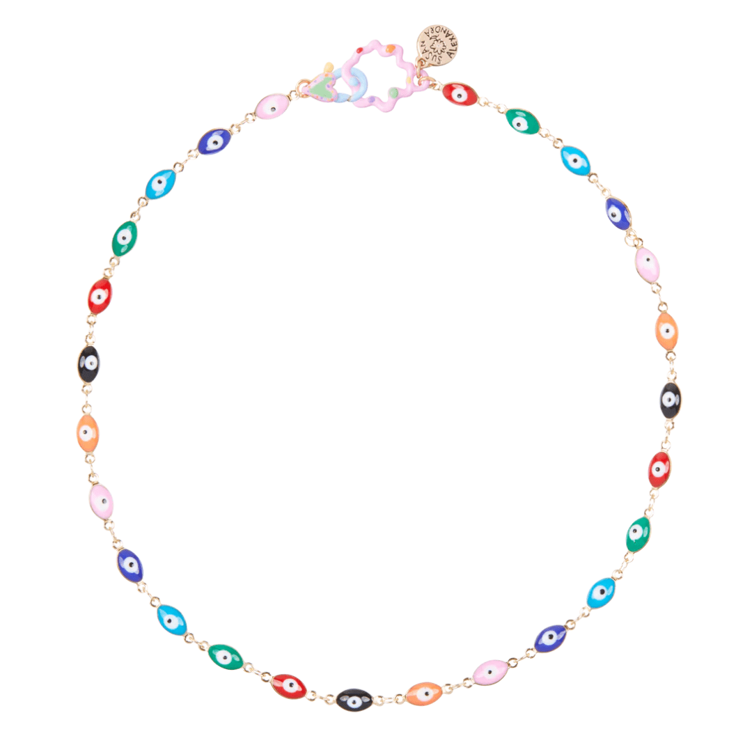 Rainbow and Gold Evil Eye Malak Necklace by Susan Alexandra、mySite、topwebapps