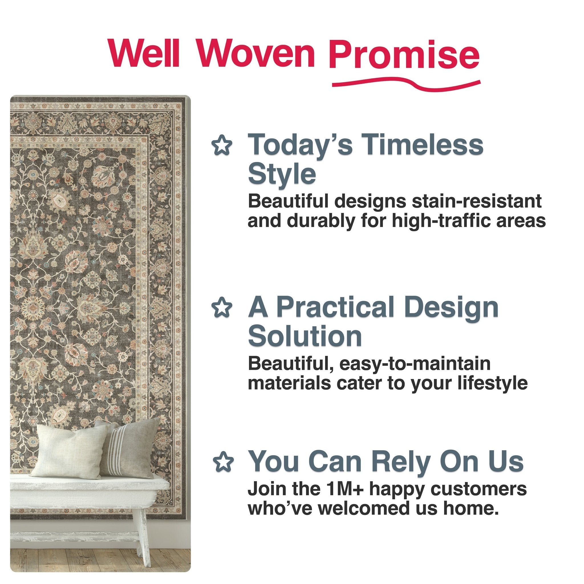 Rome Vintage Oriental Floral Flat-Weave Rug、mySite、gigharbornorthrealestate