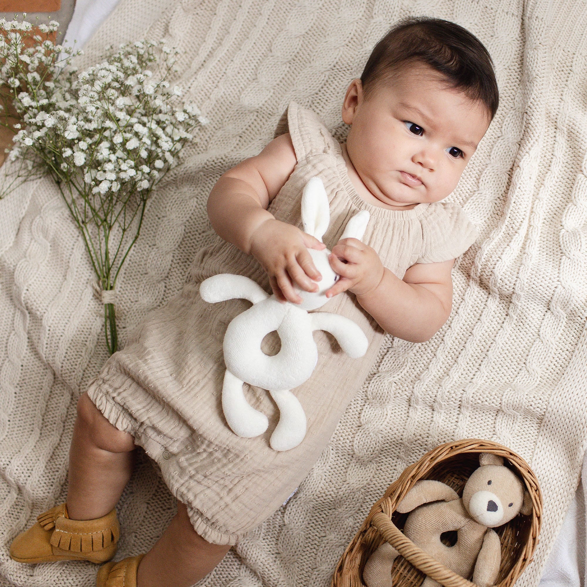 Dotted Muslin Organic Baby Girl Bubble Romper、mySite、g9winljtr