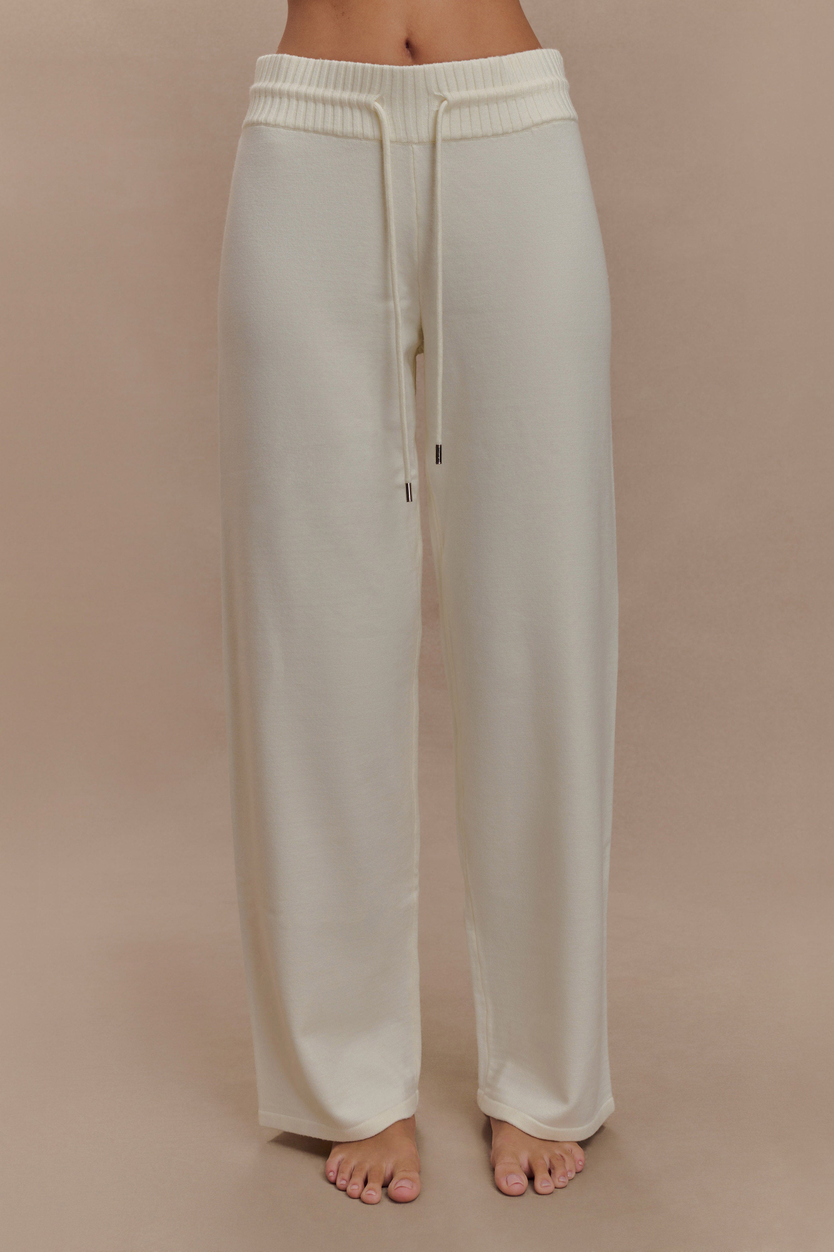Natalya Knit Wide Leg Pants - Ivory、mySite、solidvoid