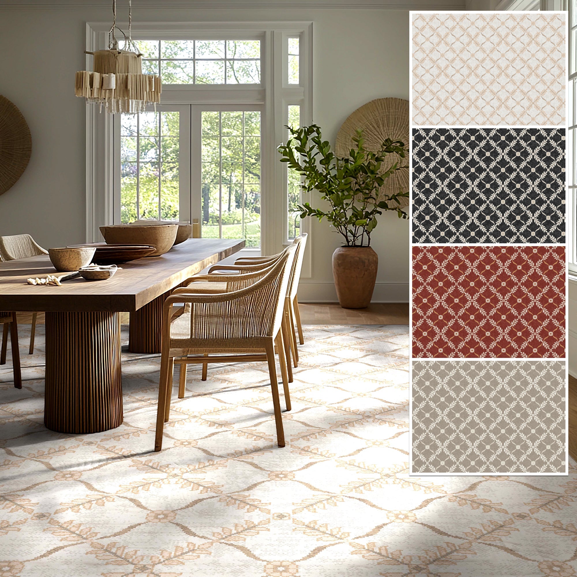 Aldwyn Custom Rug - Traditional Lattice Pattern, Easy Clean, Low Pile, Personalized Sizes、mySite、gigharbornorthrealestate