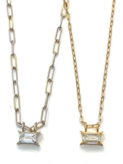 Erin Steele Jewelry Baby White Topaz Pendant Necklace, Available in 2 Colors、mySite、noshort