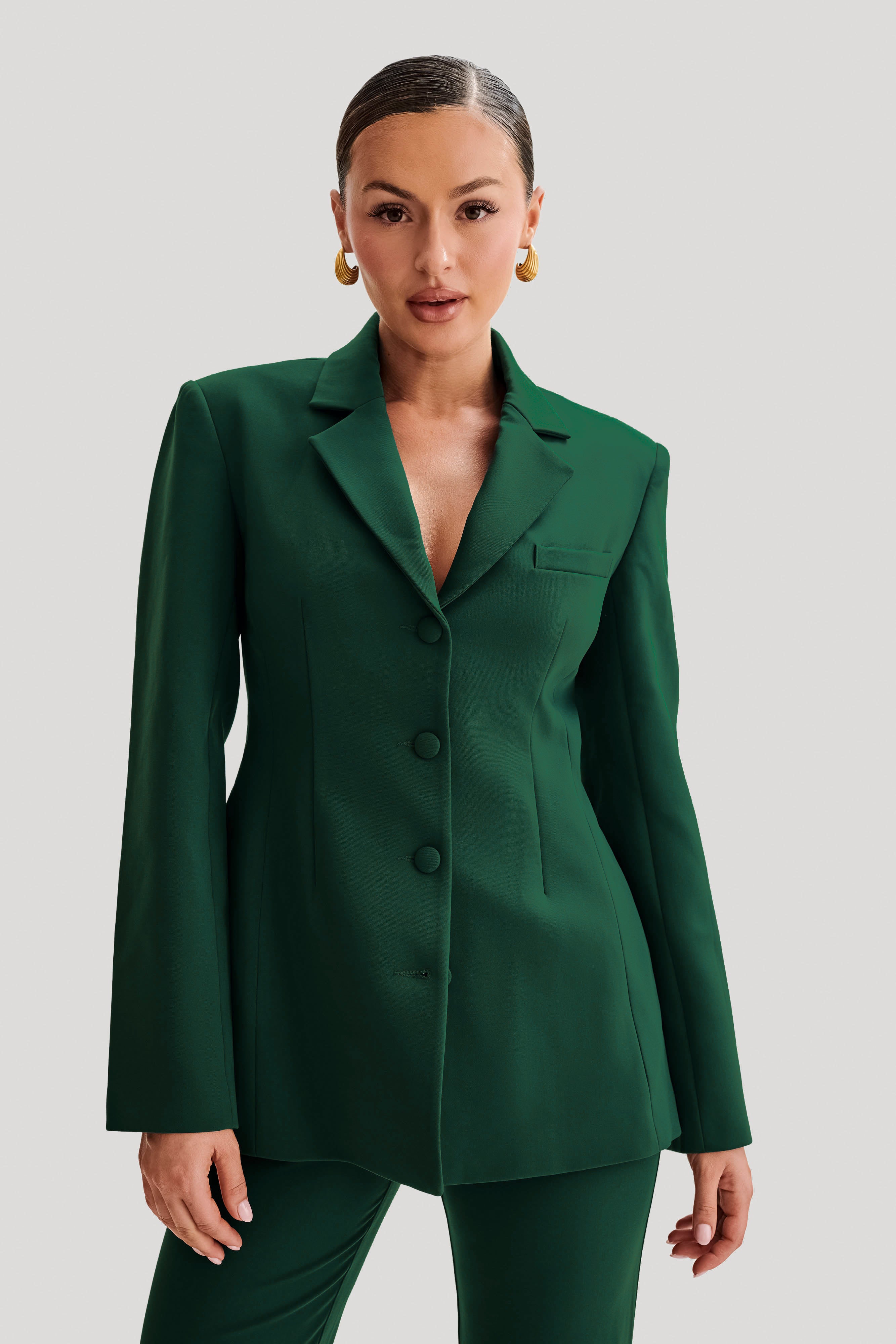 Greer Hourglass Suiting Blazer - Forest Green、mySite、solidvoid