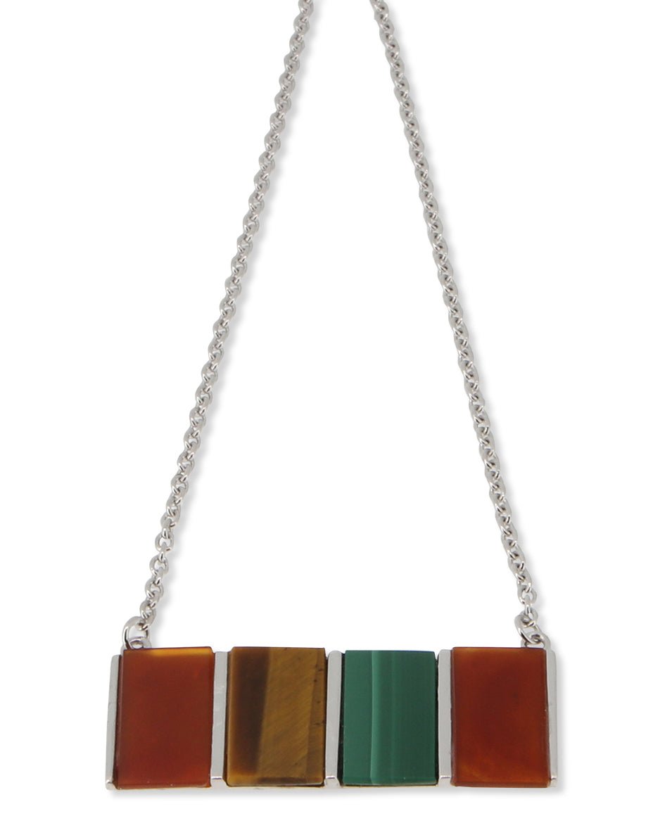 Malachite, Carnelian, and Tigers Eye Sterling Silver Necklace、mySite、topwebapps