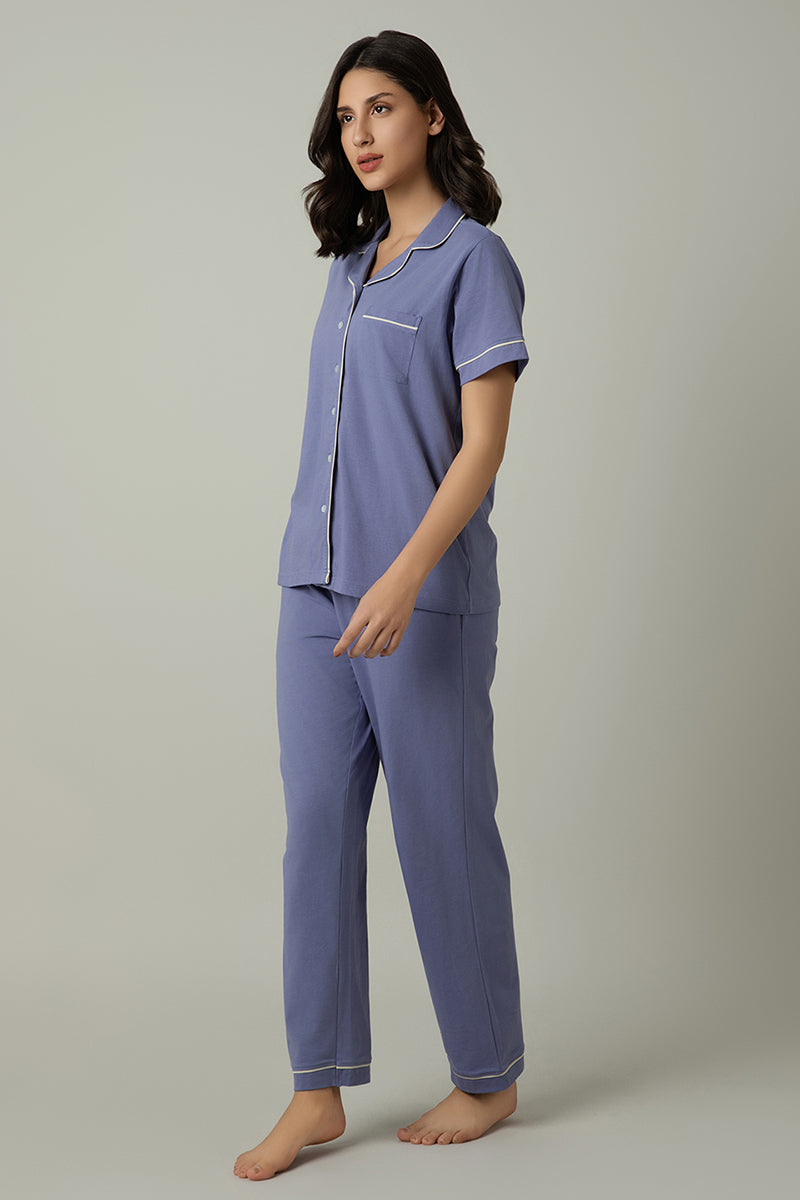  Sleep Button Down PJ Set - Lavender Violet、mySite、justintrudeaud