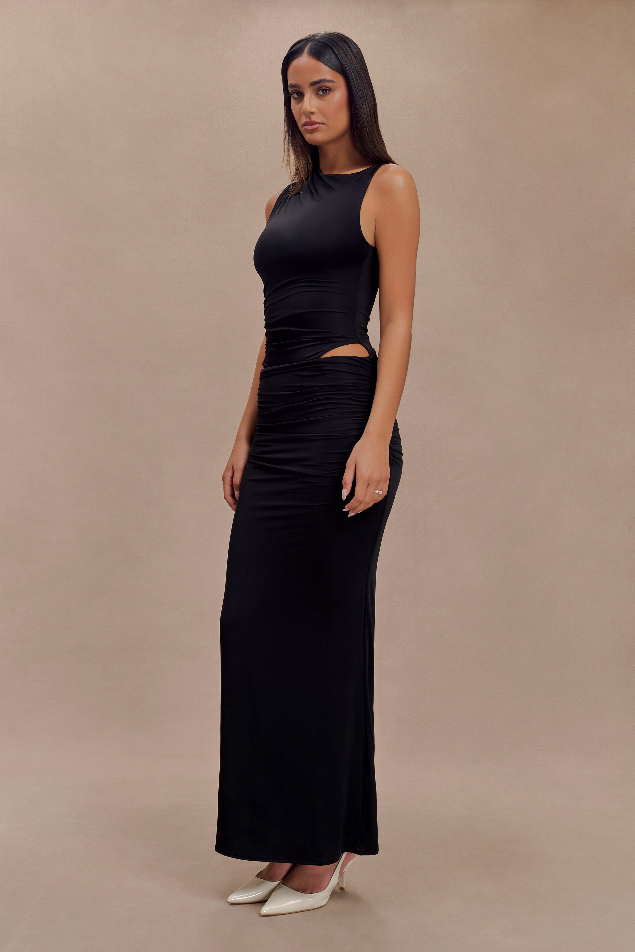 Kaia Slinky Cut Out Maxi Dress - Black、mySite、solidvoid