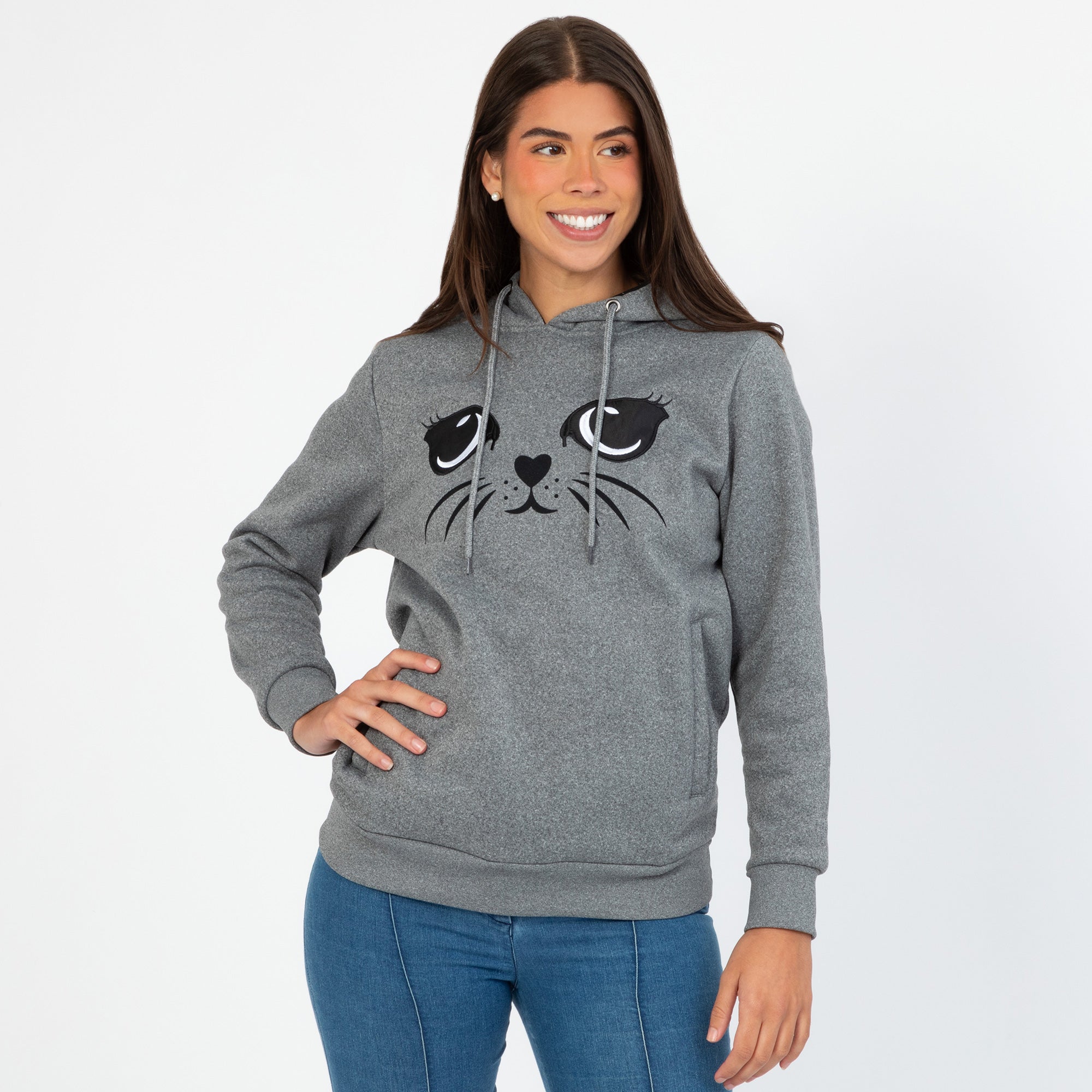 Kitty Face Hooded Sweatshirt、mySite、camillekostekn