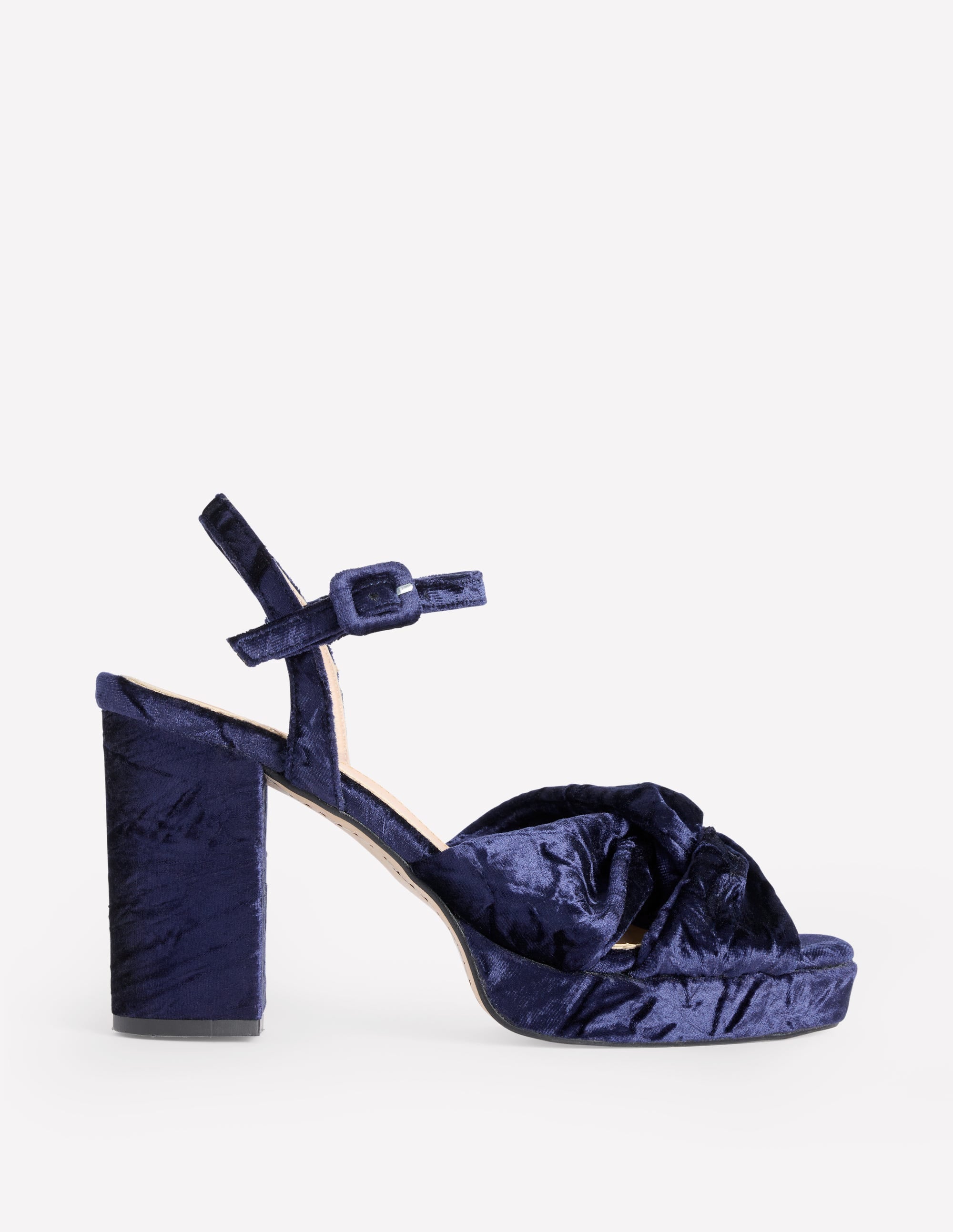 Twist-Front Heeled Platforms-Navy Velvet、mySite、ashleygrahame