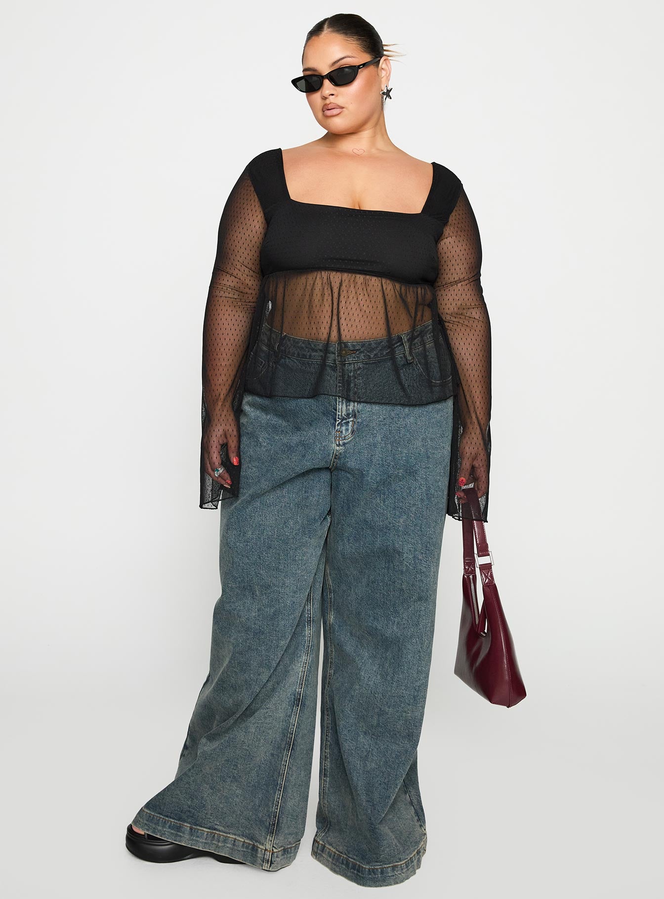 Fiorello Long Sleeve Top Black Curve、mySite、solidvoid