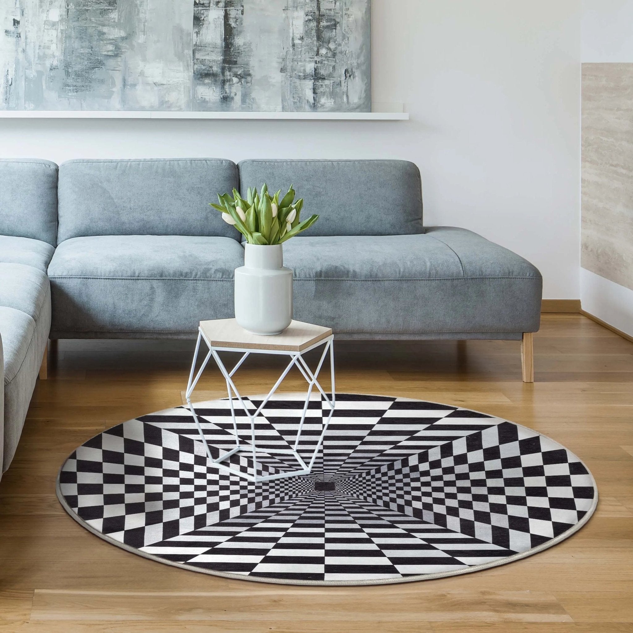 Optical Illusion 3D Bottomless Hole Black Ivory Area Flat-Weave Rug、mySite、gigharbornorthrealestate