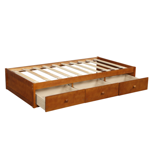 Orisfur. Twin Size Platform Storage Bed with 3 Drawers、、casual