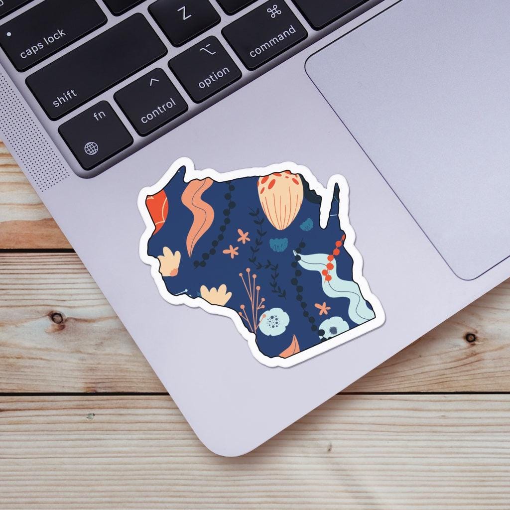  Wisconsin Blue Floral Abstract Sticker、mySite、elrpsem3k